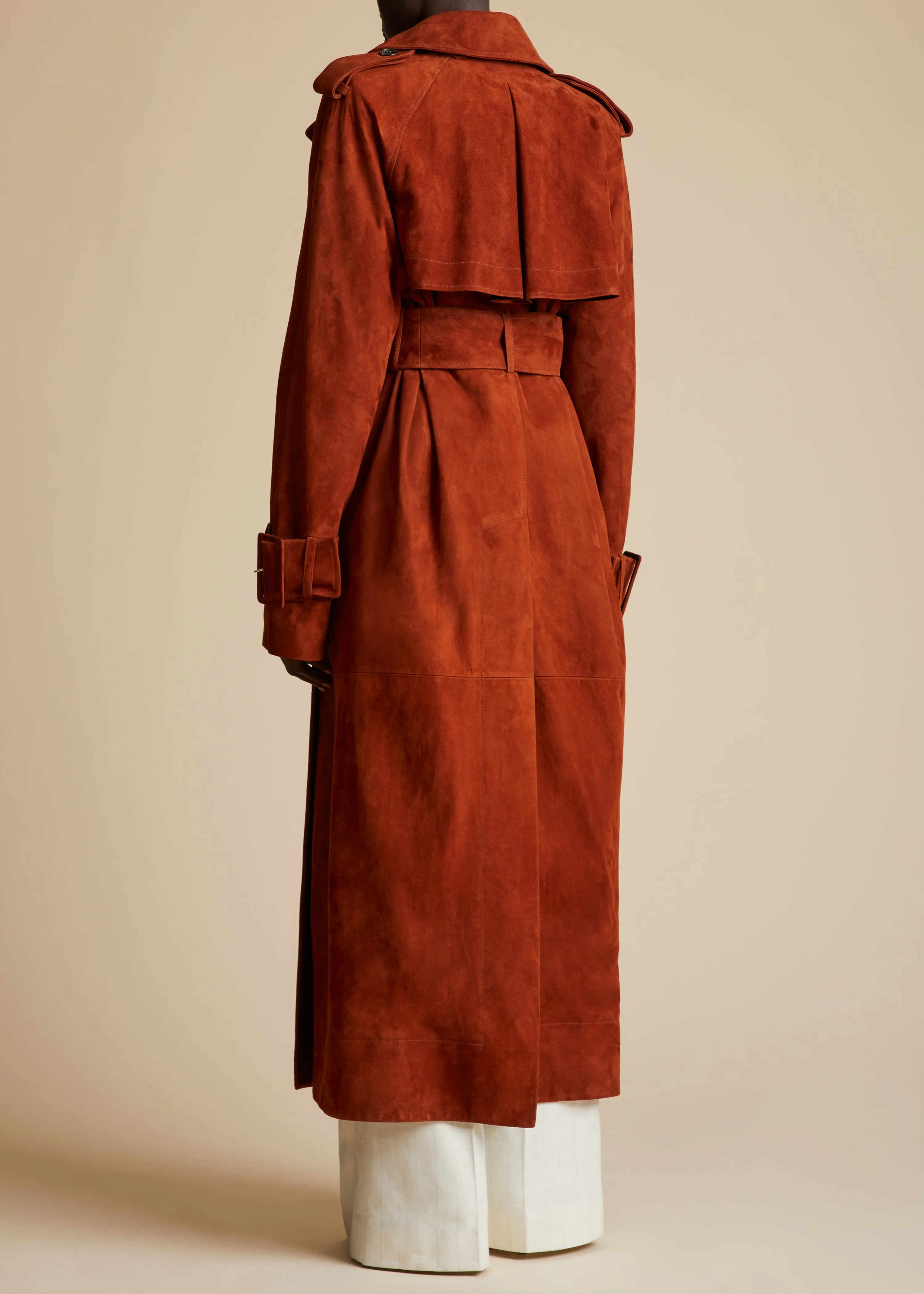 The Rennie Trench in Rust Suede sold by KHAITE product image thumbnail 3