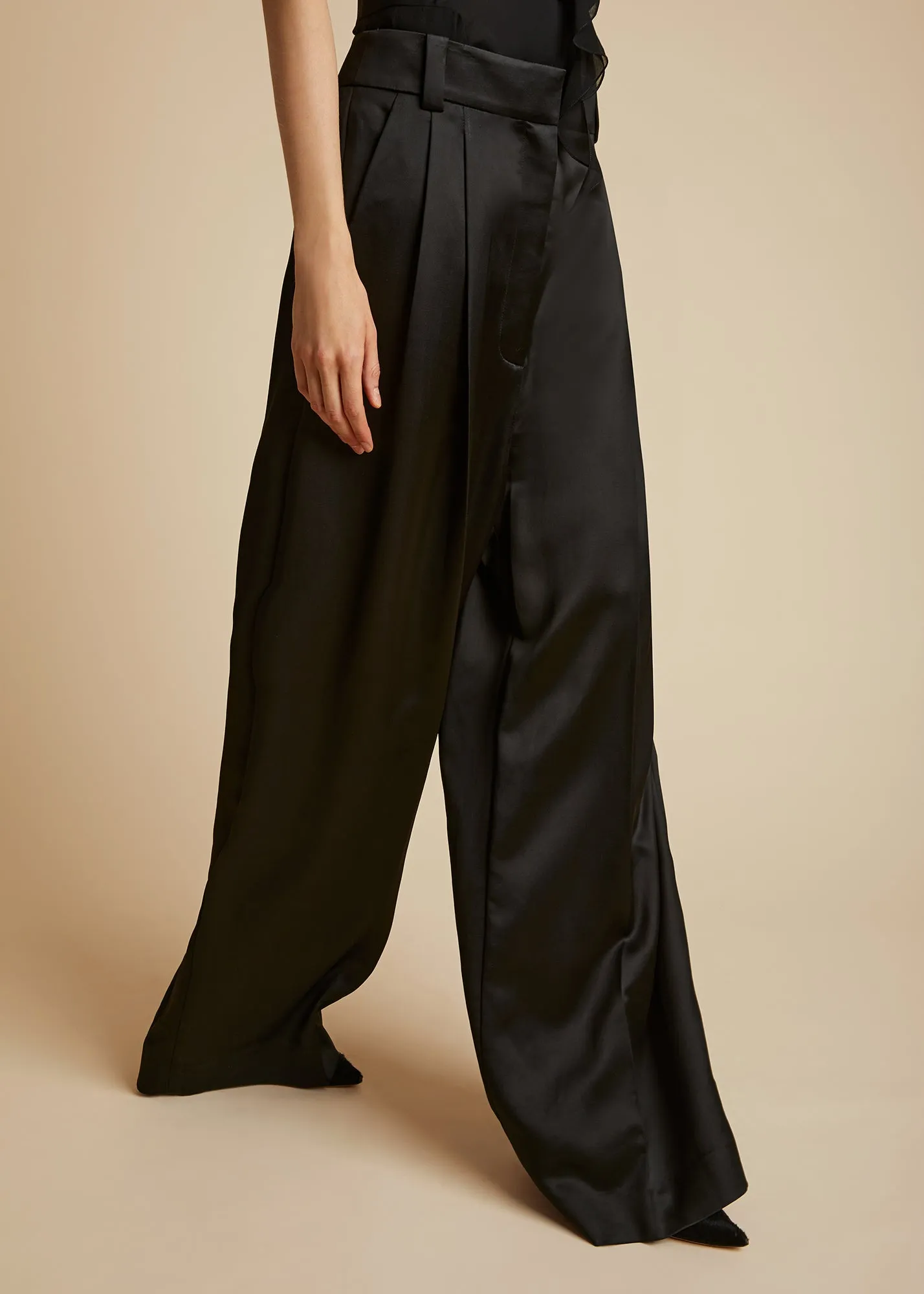 The Simone Pant in Black Satin sold by KHAITE product image thumbnail 4