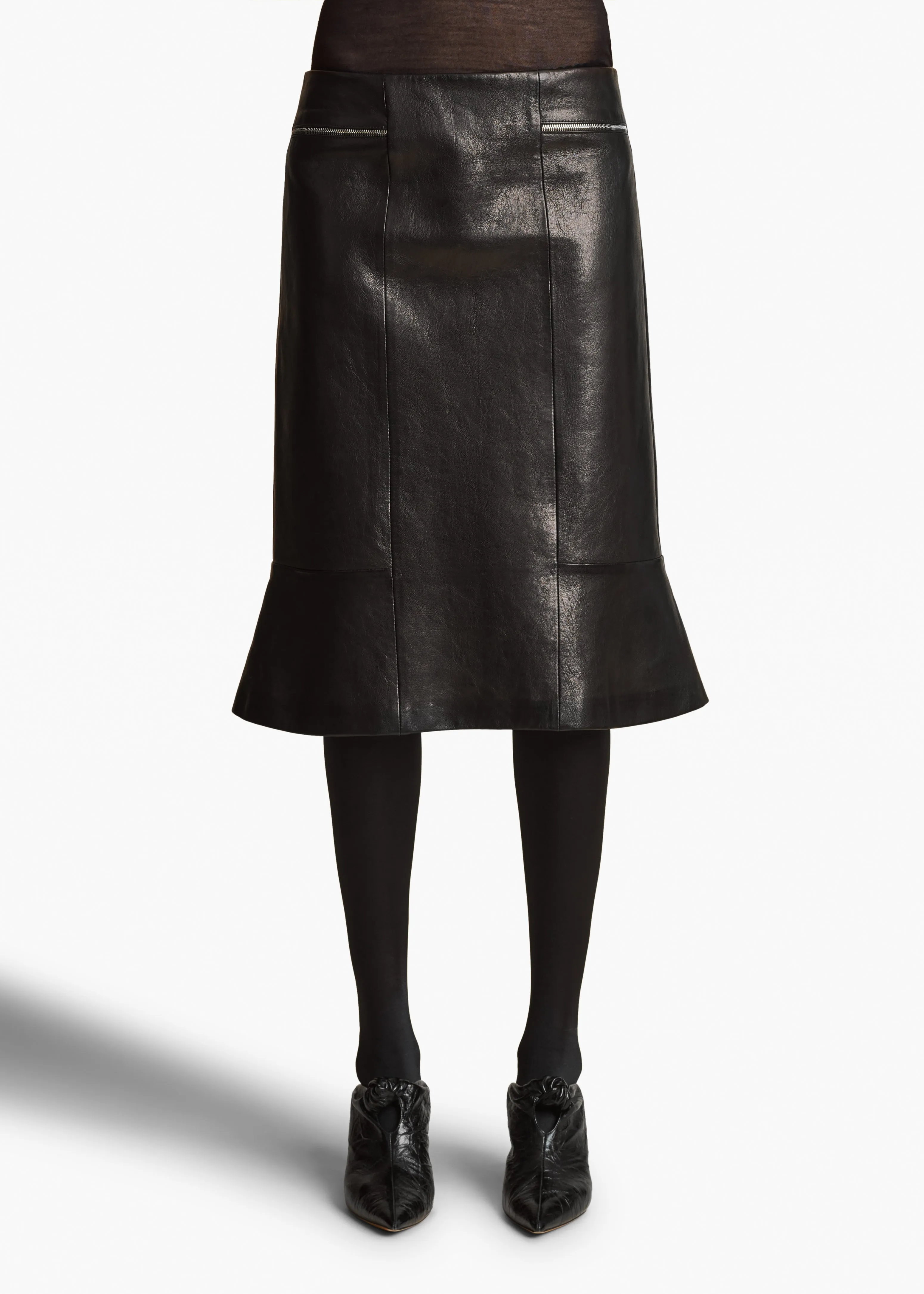 Francine Skirt in Black Leather sold by KHAITE product image thumbnail 3