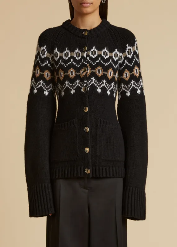The Suzette Cardigan in Black Multi sold by KHAITE