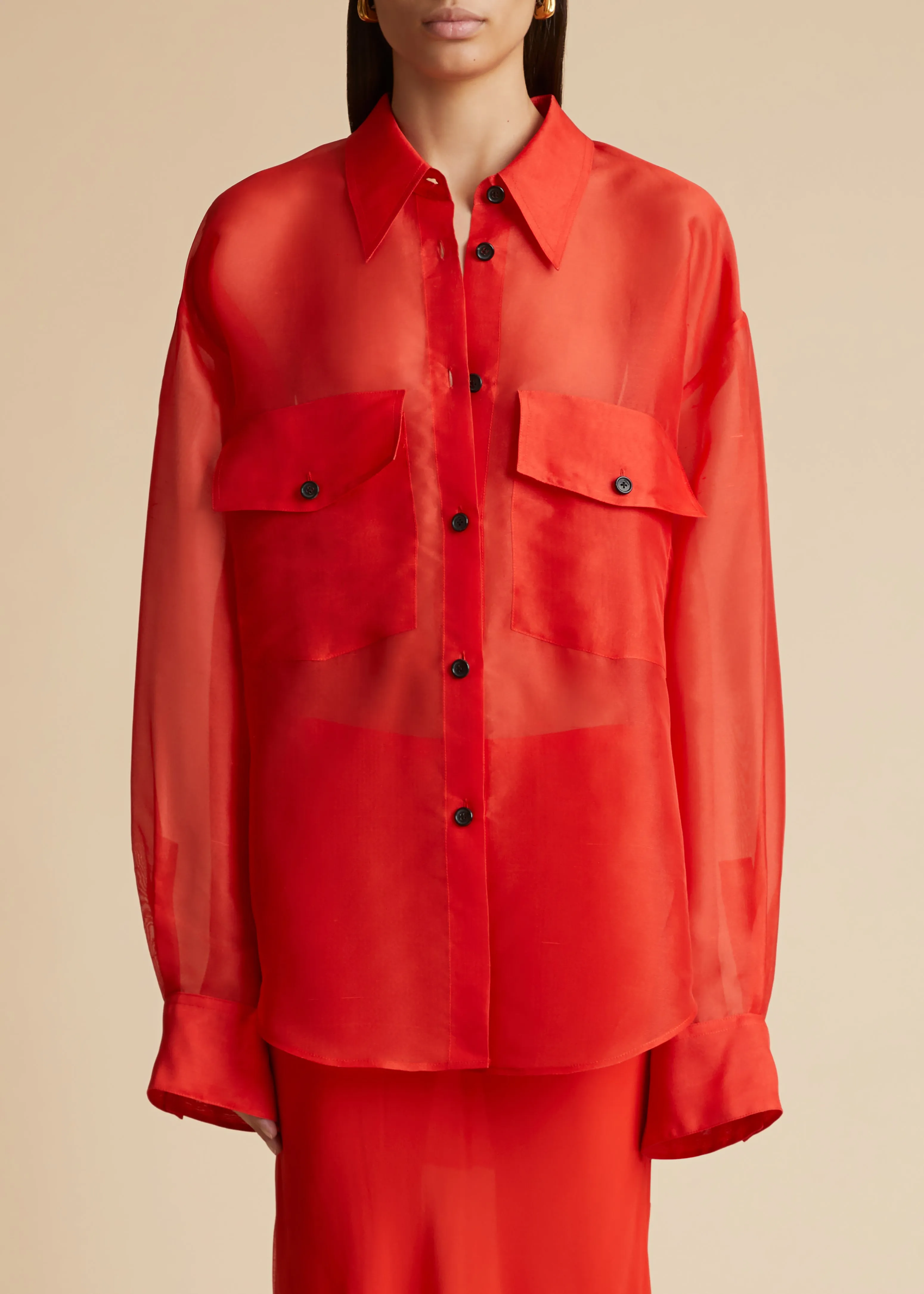 Mahmet Top in Fire Red sold by KHAITE product image thumbnail 3