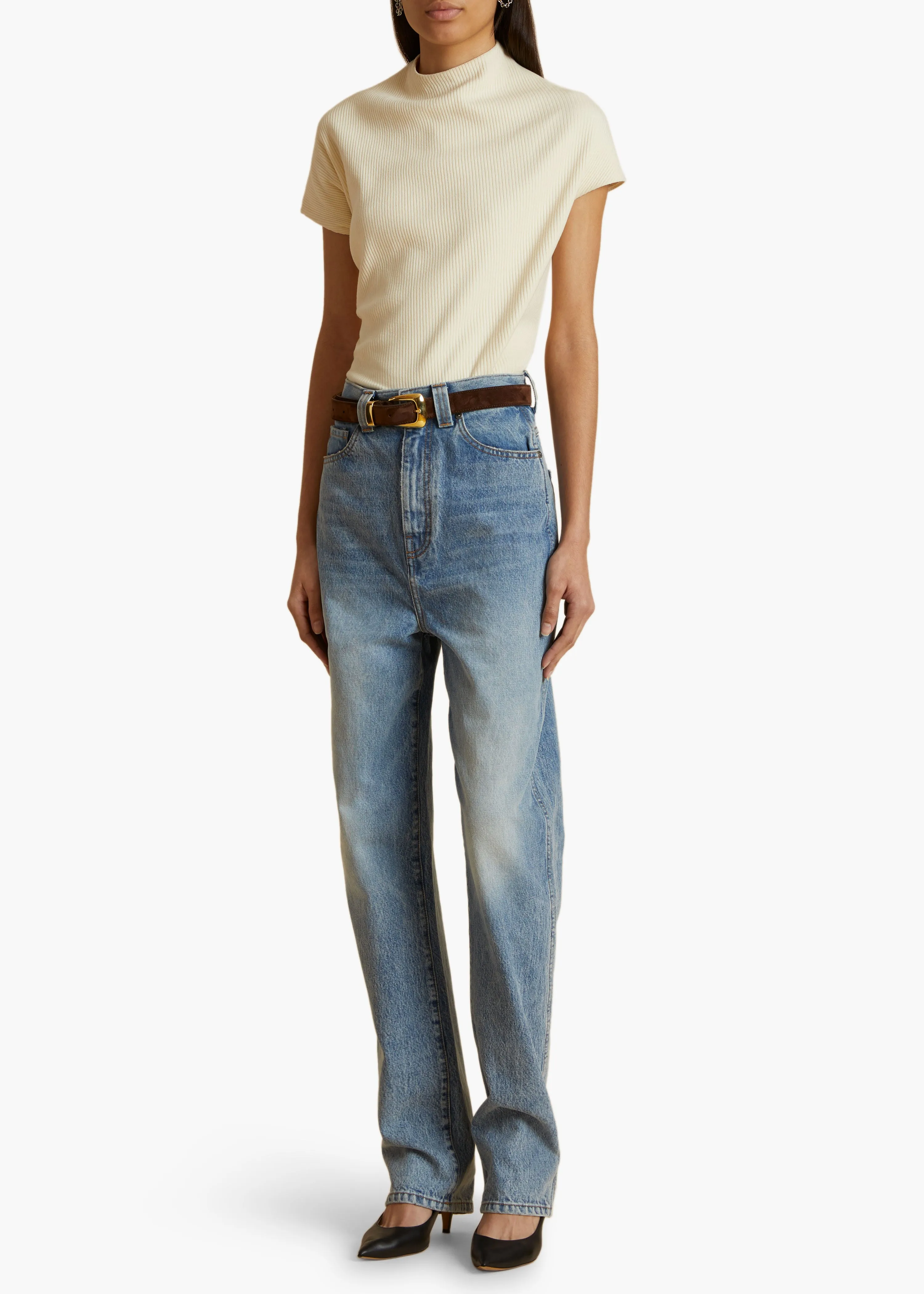 Benny Belt in Coffee Suede with Gold sold by KHAITE product image thumbnail 3