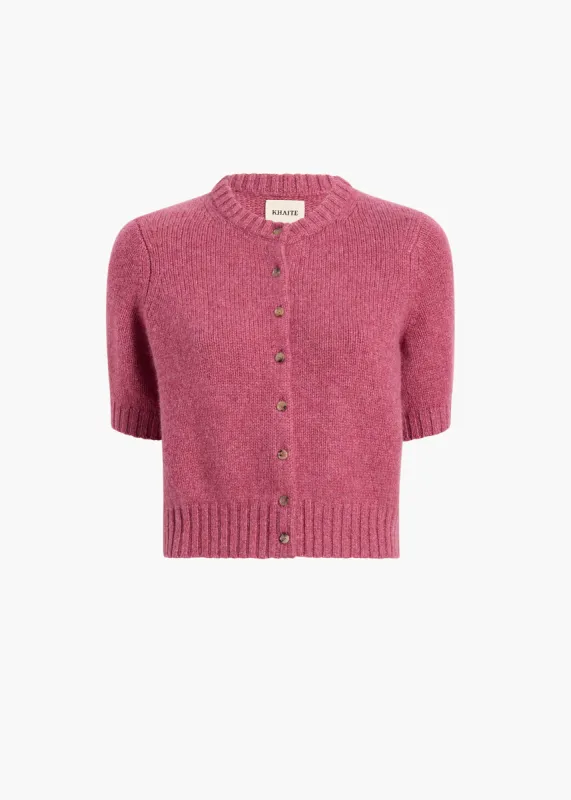 Nora Cardigan in Amaranth sold by KHAITE