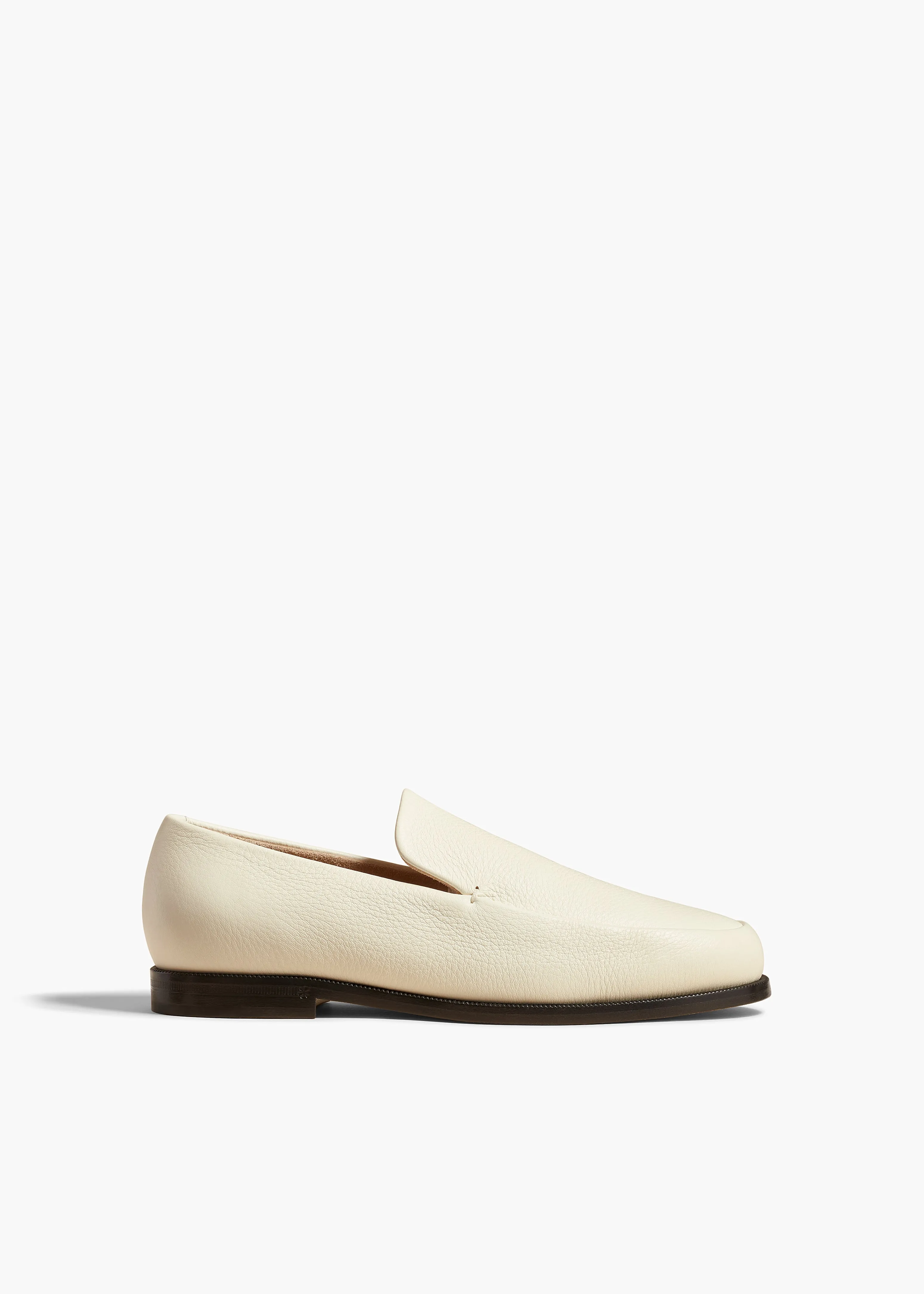 Alessio Loafer in Cream Pebbled Leather sold by KHAITE