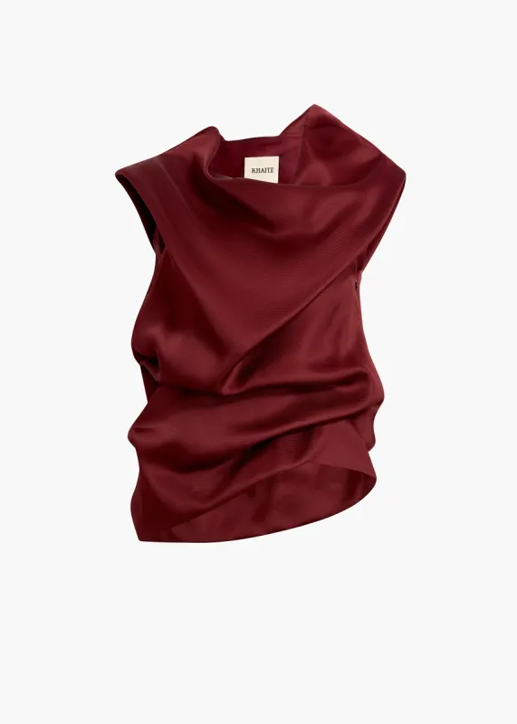 Luola Top in Oxblood sold by KHAITE