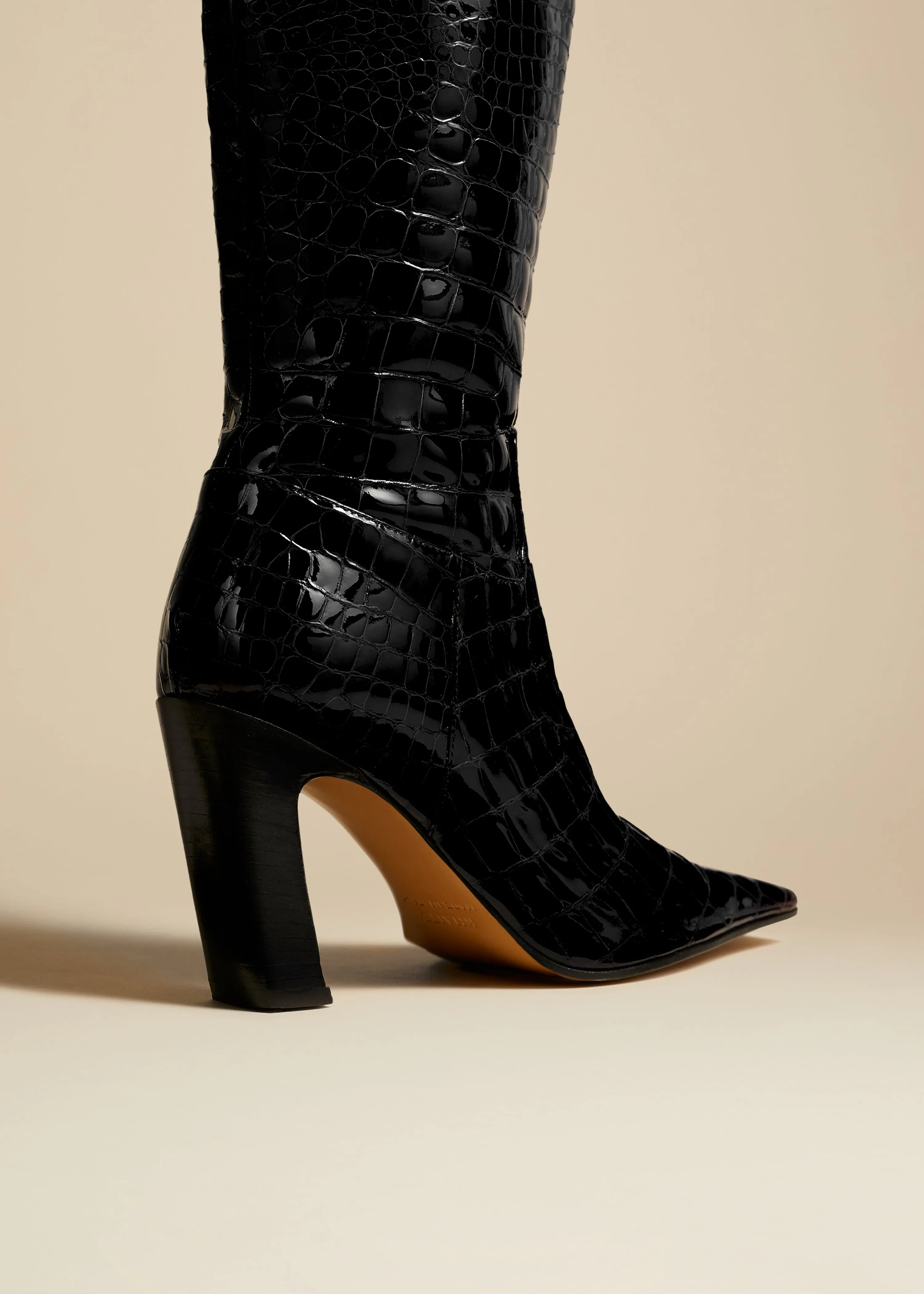 The Marfa Over-the-Knee High Boot in Black Croc-Embossed Leather sold by KHAITE product image thumbnail 3