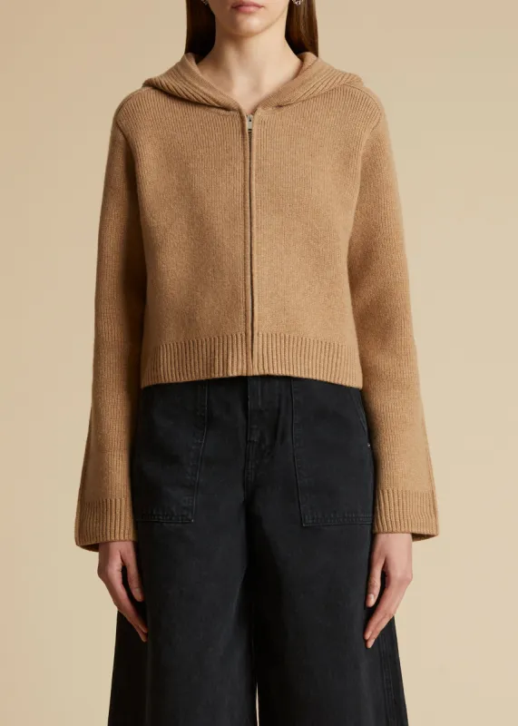 The Winston Hoodie in Camel sold by KHAITE