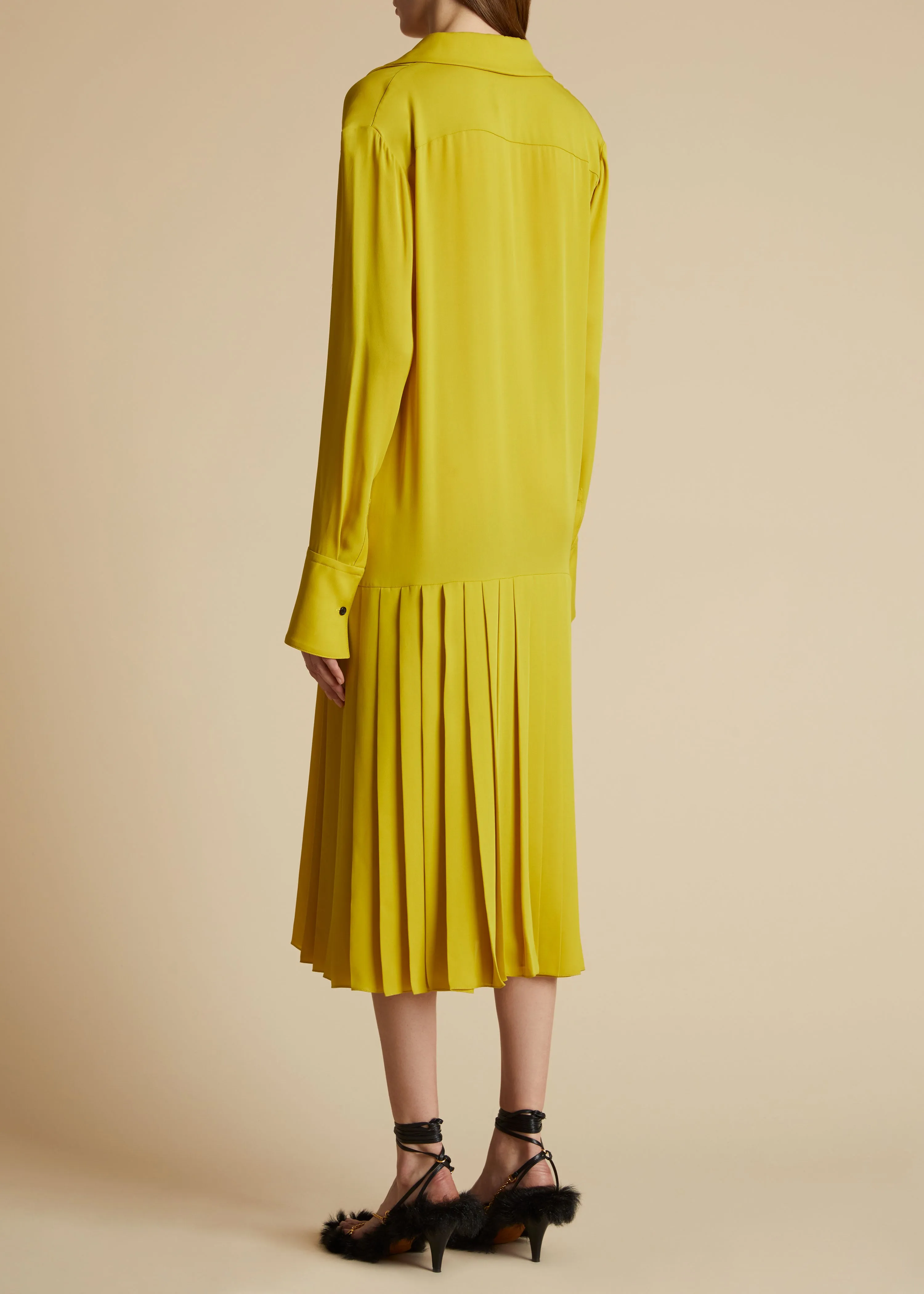 The Helli Dress in Chartreuse sold by KHAITE product image thumbnail 3
