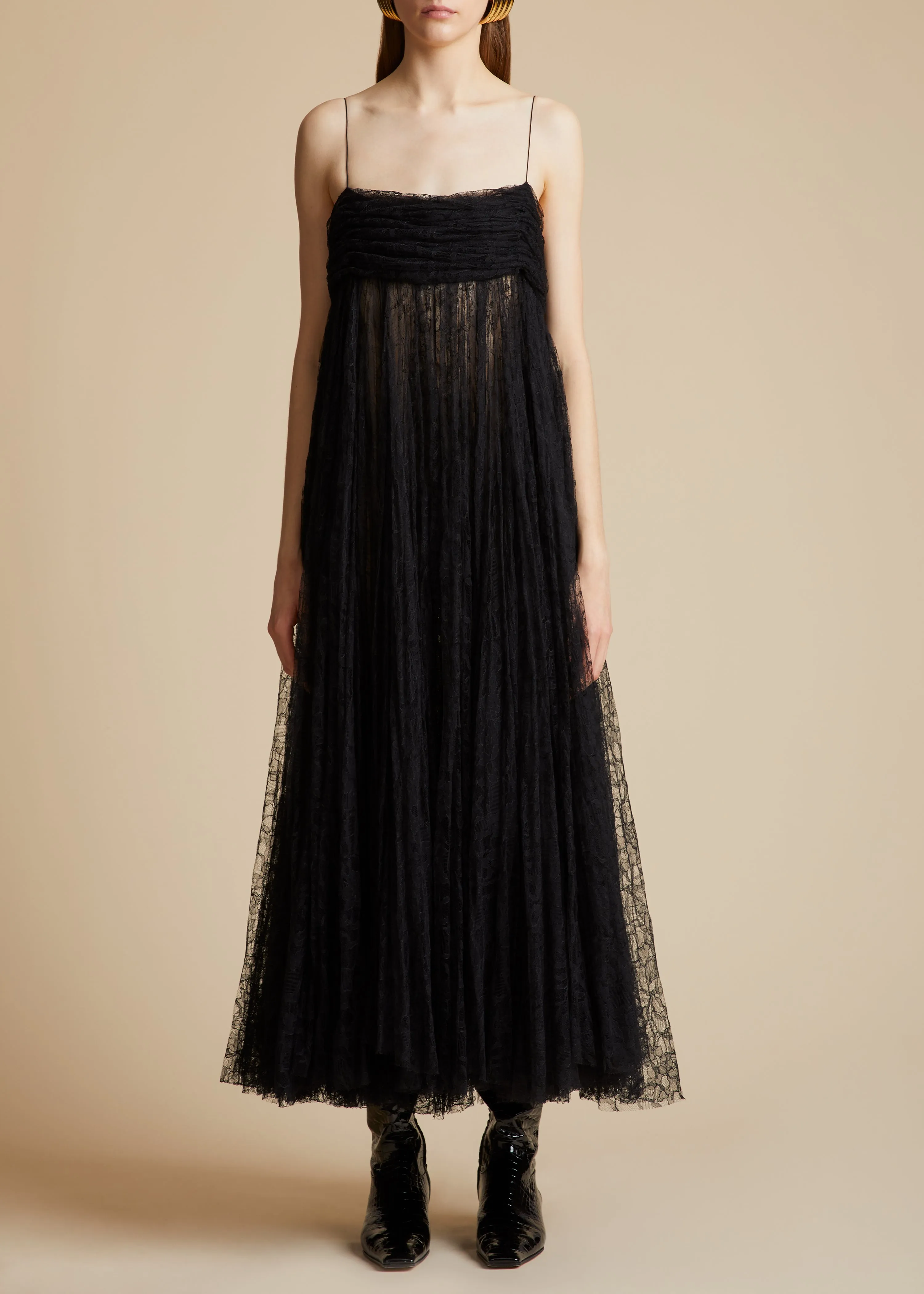 The Lally Dress in Black Lace sold by KHAITE product image thumbnail 2