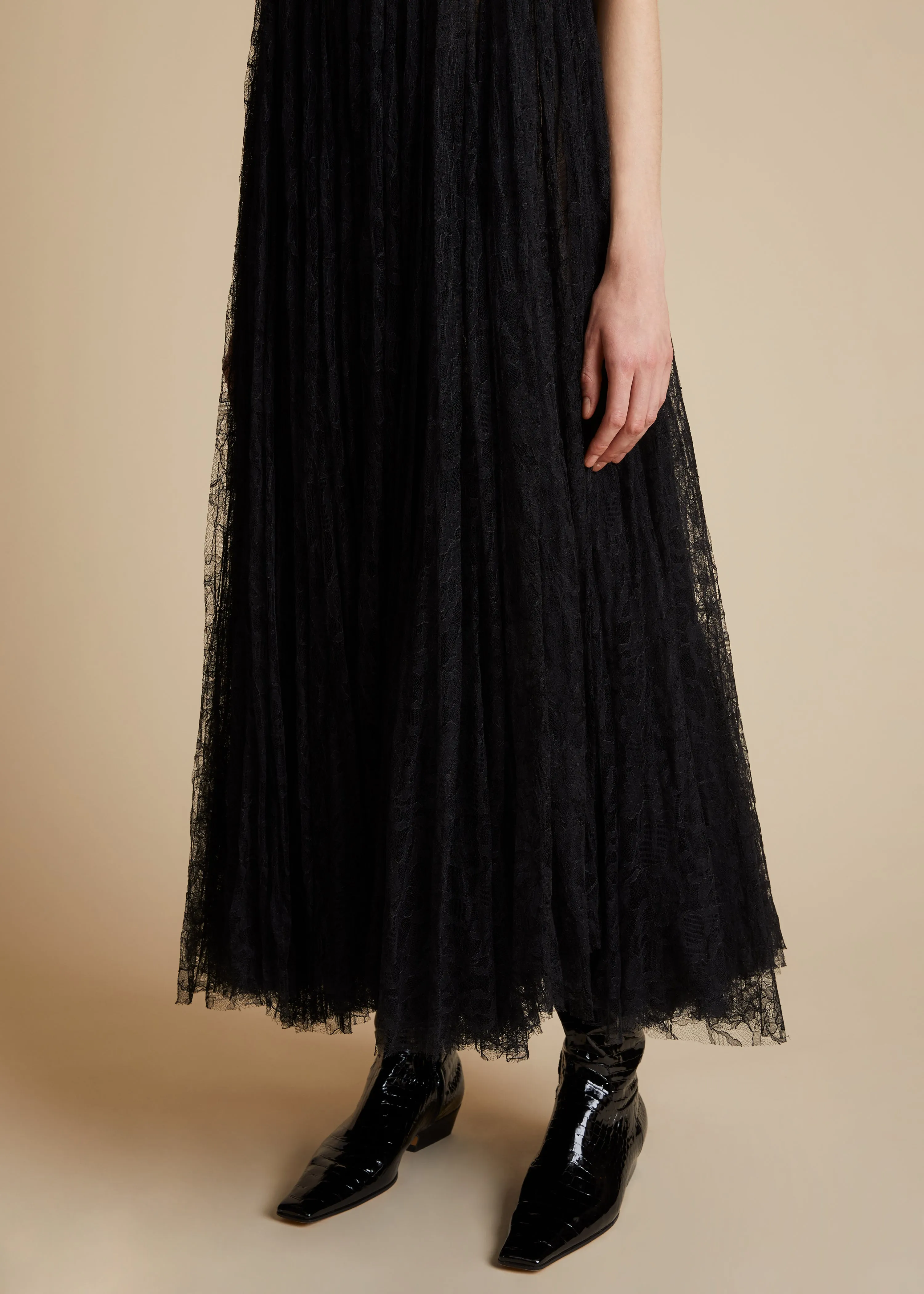 The Lally Dress in Black Lace sold by KHAITE product image thumbnail 4