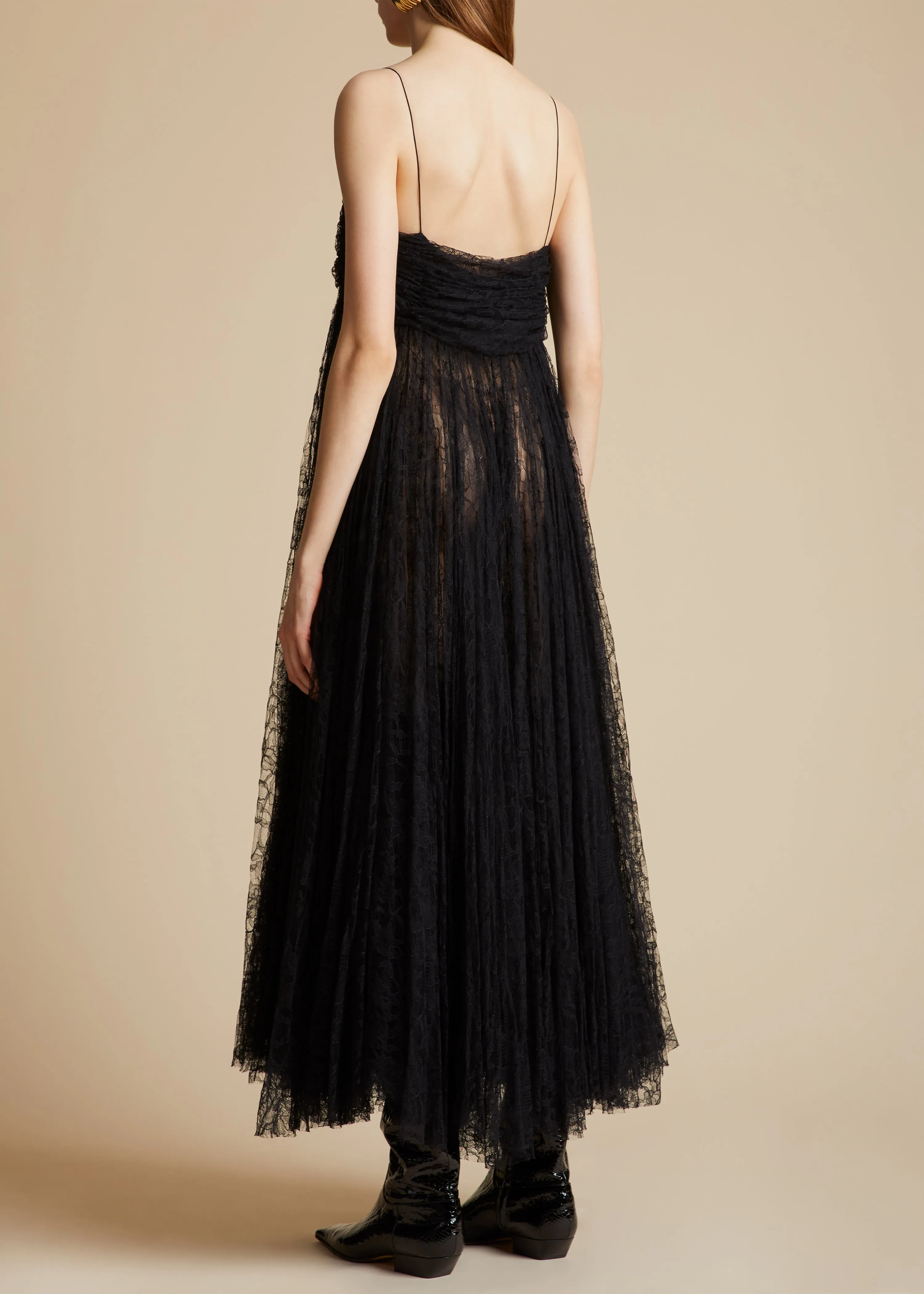 The Lally Dress in Black Lace sold by KHAITE product image thumbnail 3