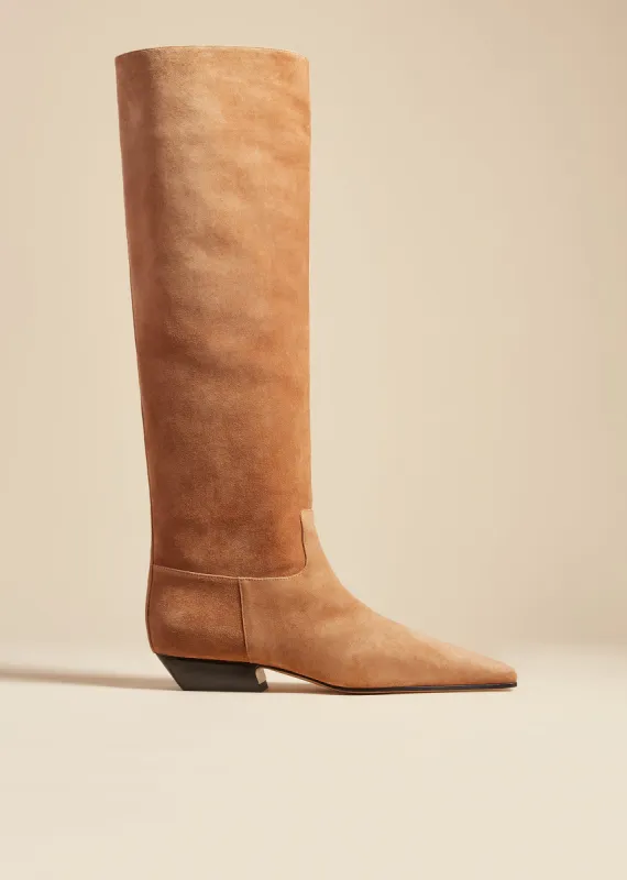 Marfa Knee-High Boot in Camel Suede sold by KHAITE