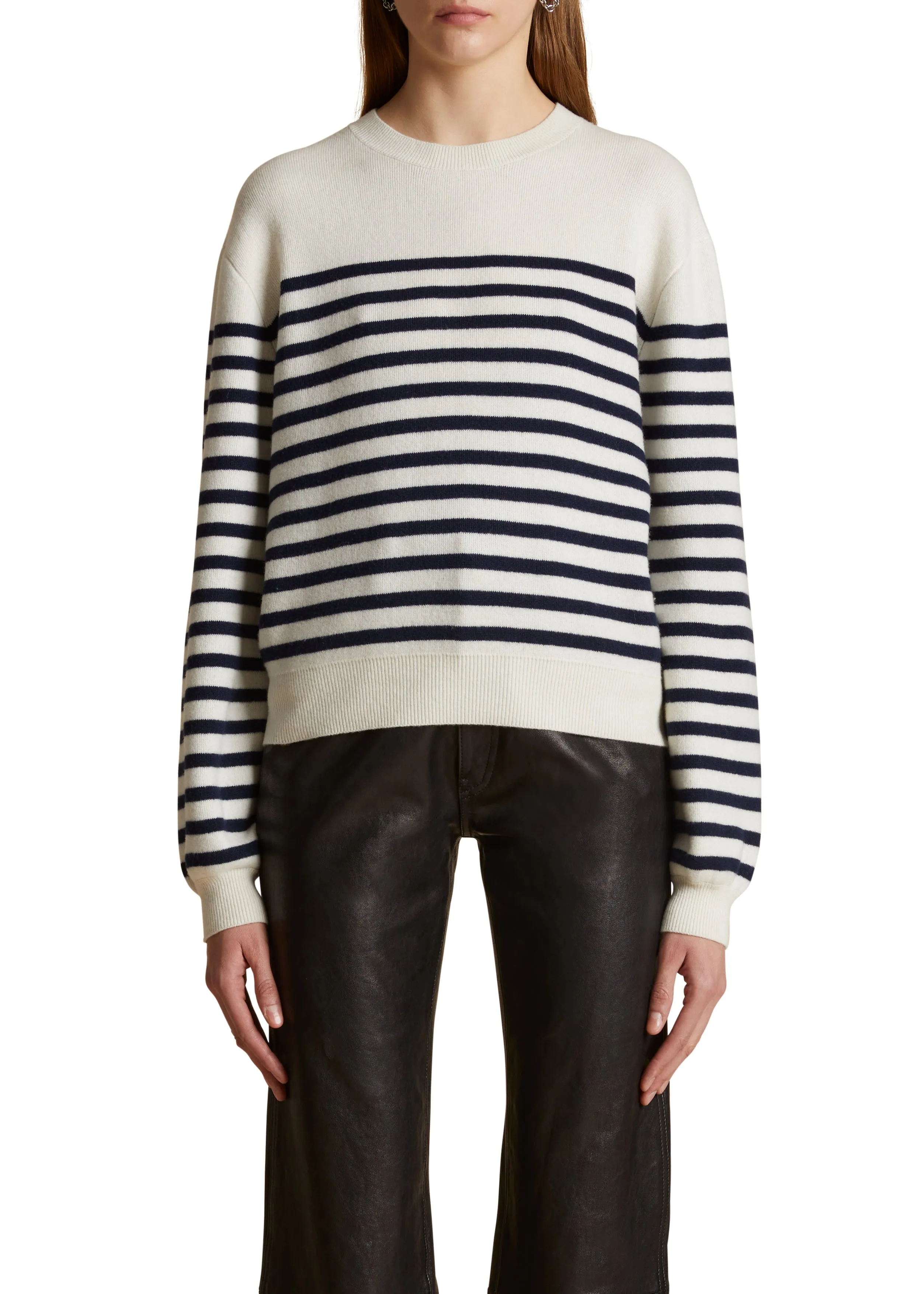 Viola Sweater in Ivory and Navy Stripe sold by KHAITE product image thumbnail 2