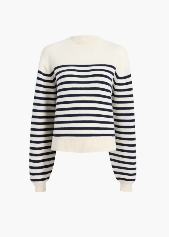 Viola Sweater in Ivory and Navy Stripe sold by KHAITE