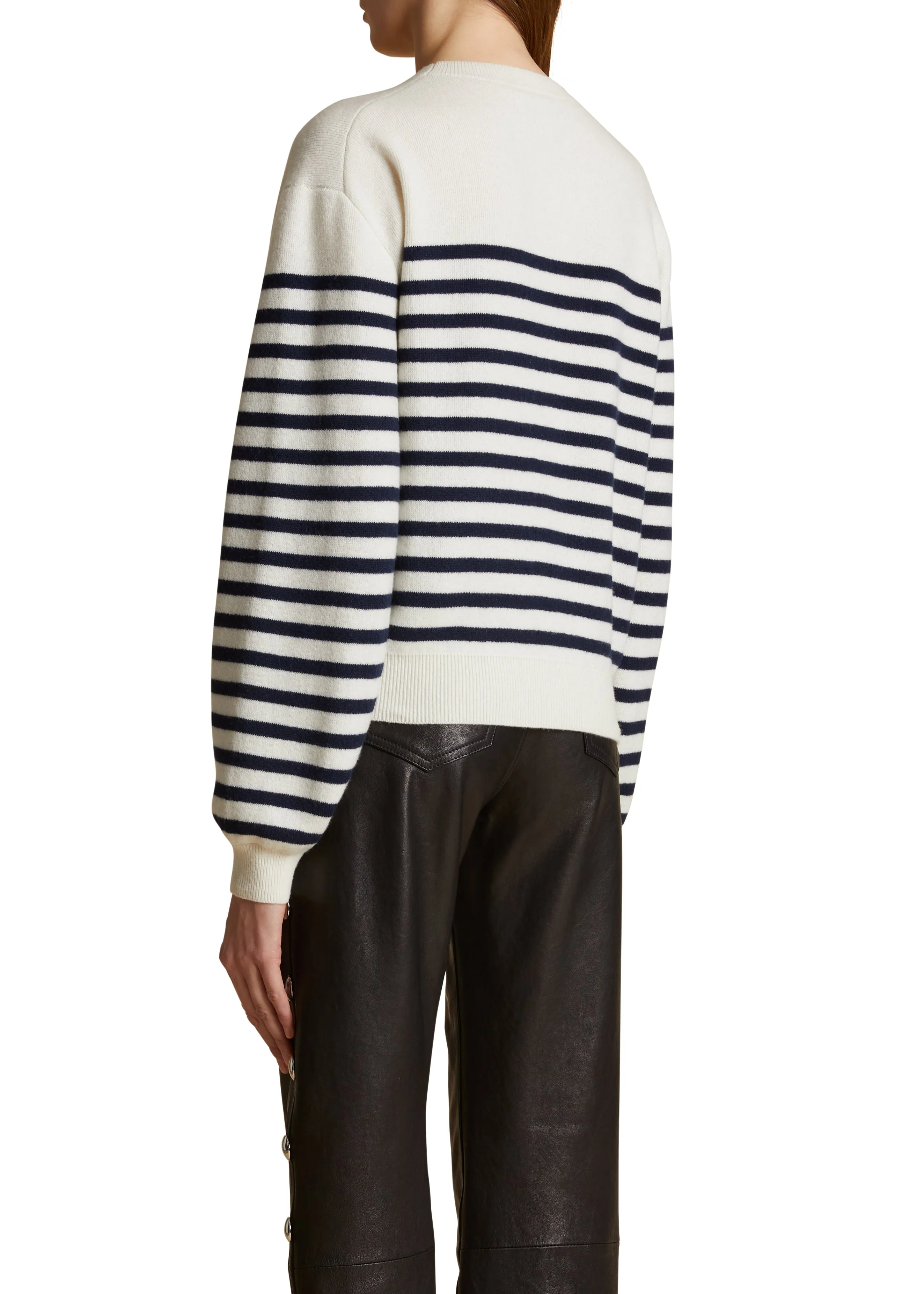 Viola Sweater in Ivory and Navy Stripe sold by KHAITE product image thumbnail 5