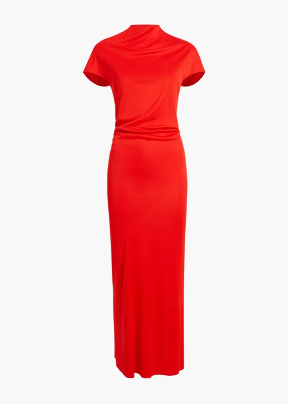 Yenza Dress in Fire Red sold by KHAITE