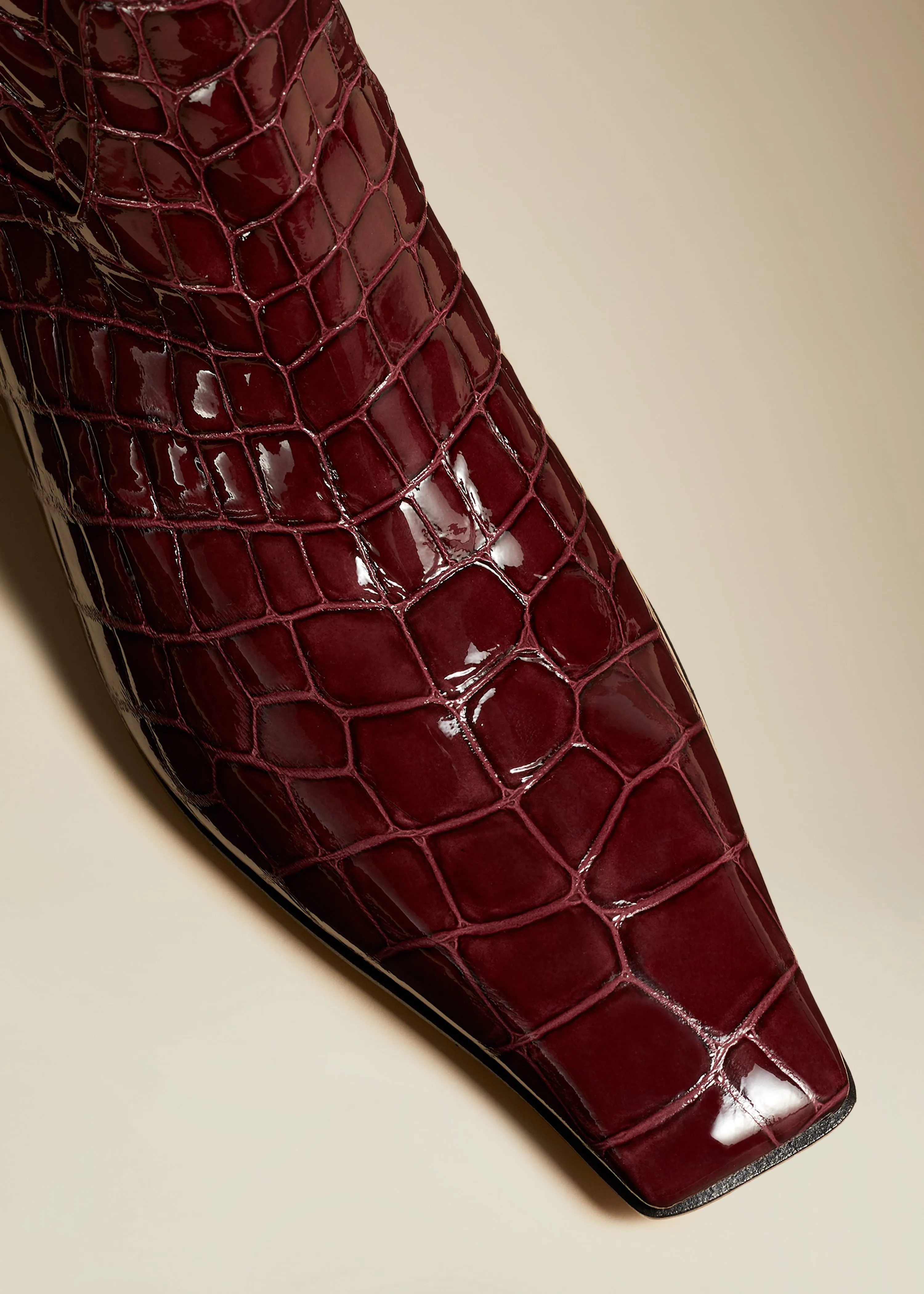 The Marfa Knee-High Boot in Bordeaux Croc-Embossed Leather sold by KHAITE product image thumbnail 4