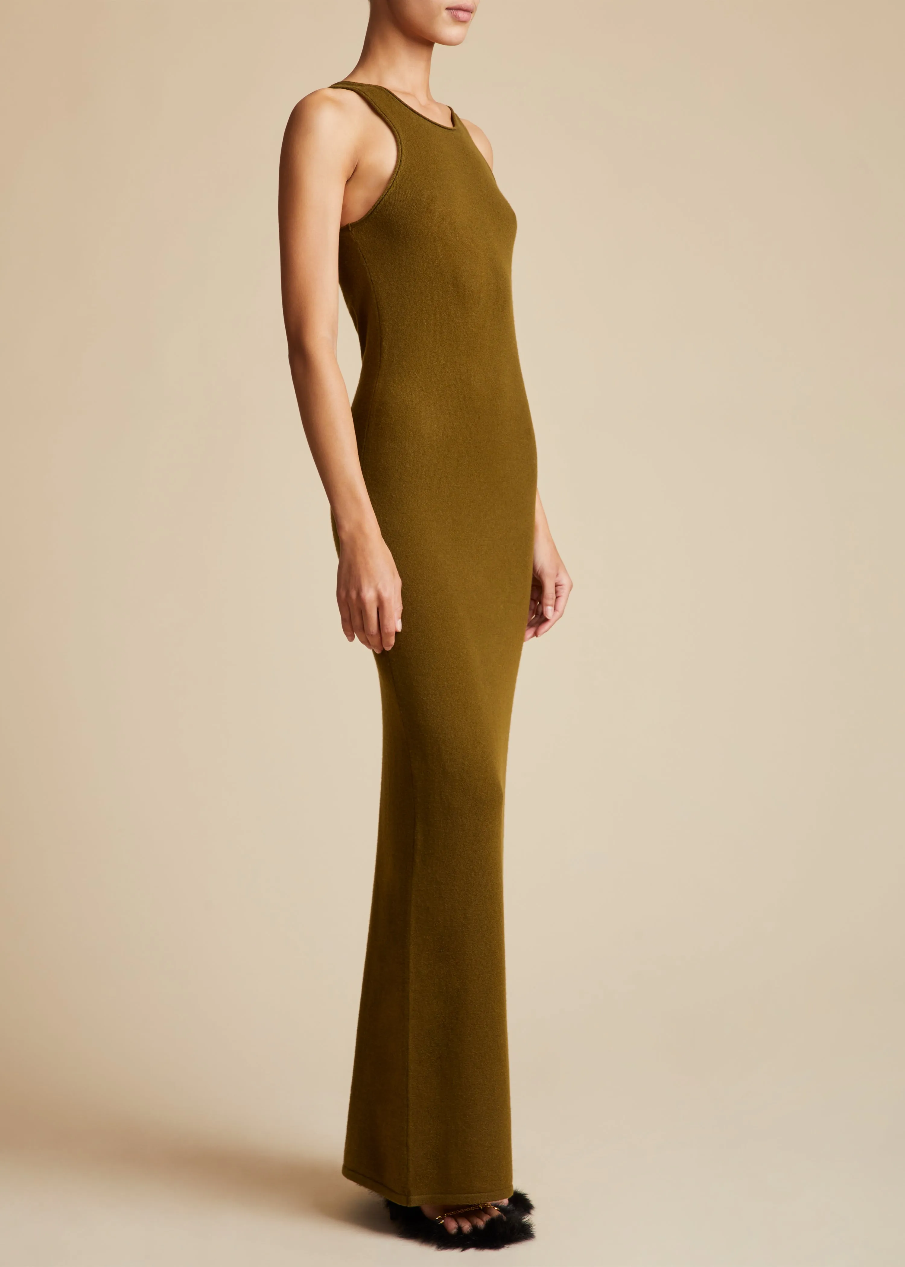 The Jaime Dress in Avocado sold by KHAITE