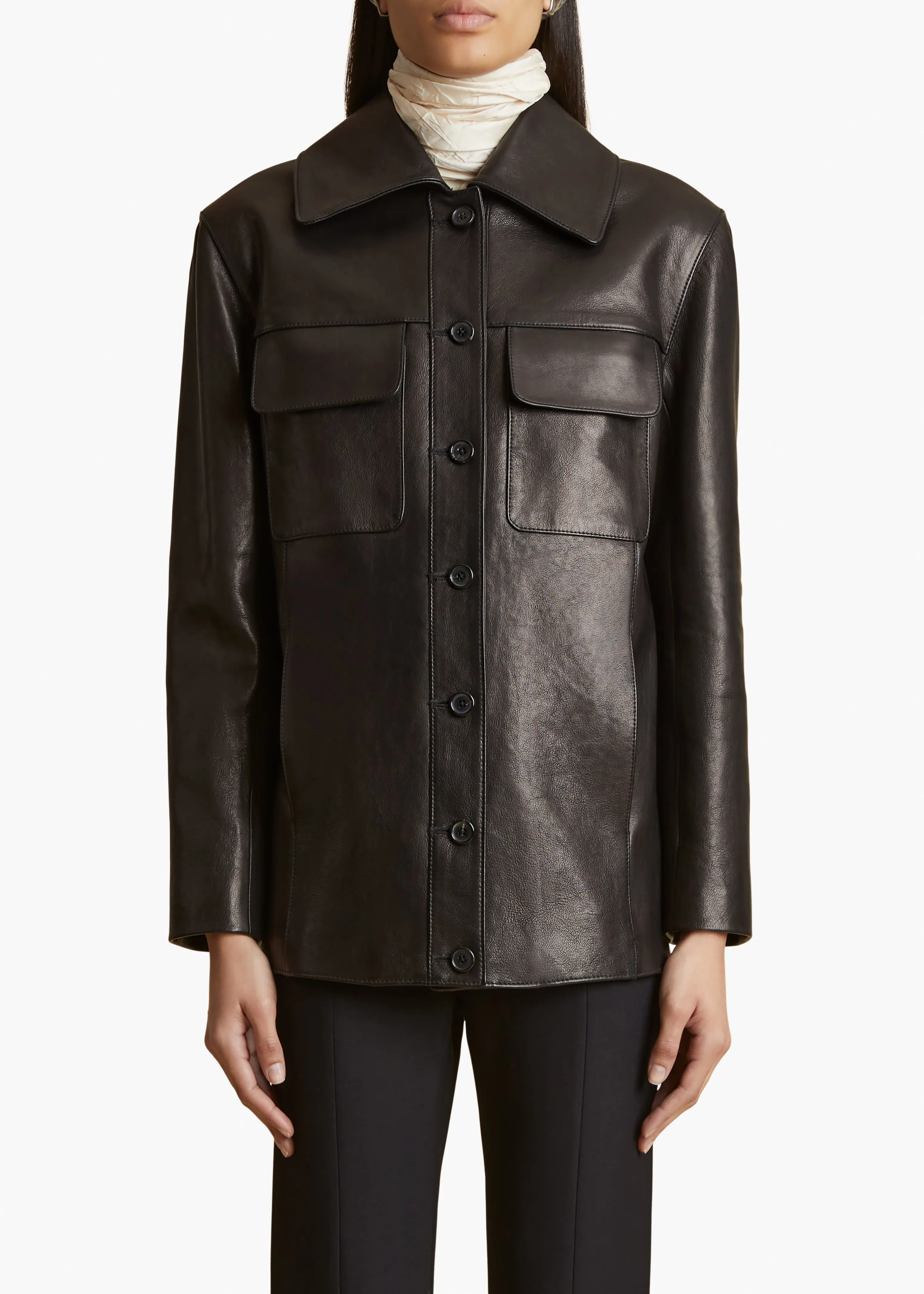 Iana Jacket in Black Leather sold by KHAITE product image thumbnail 3