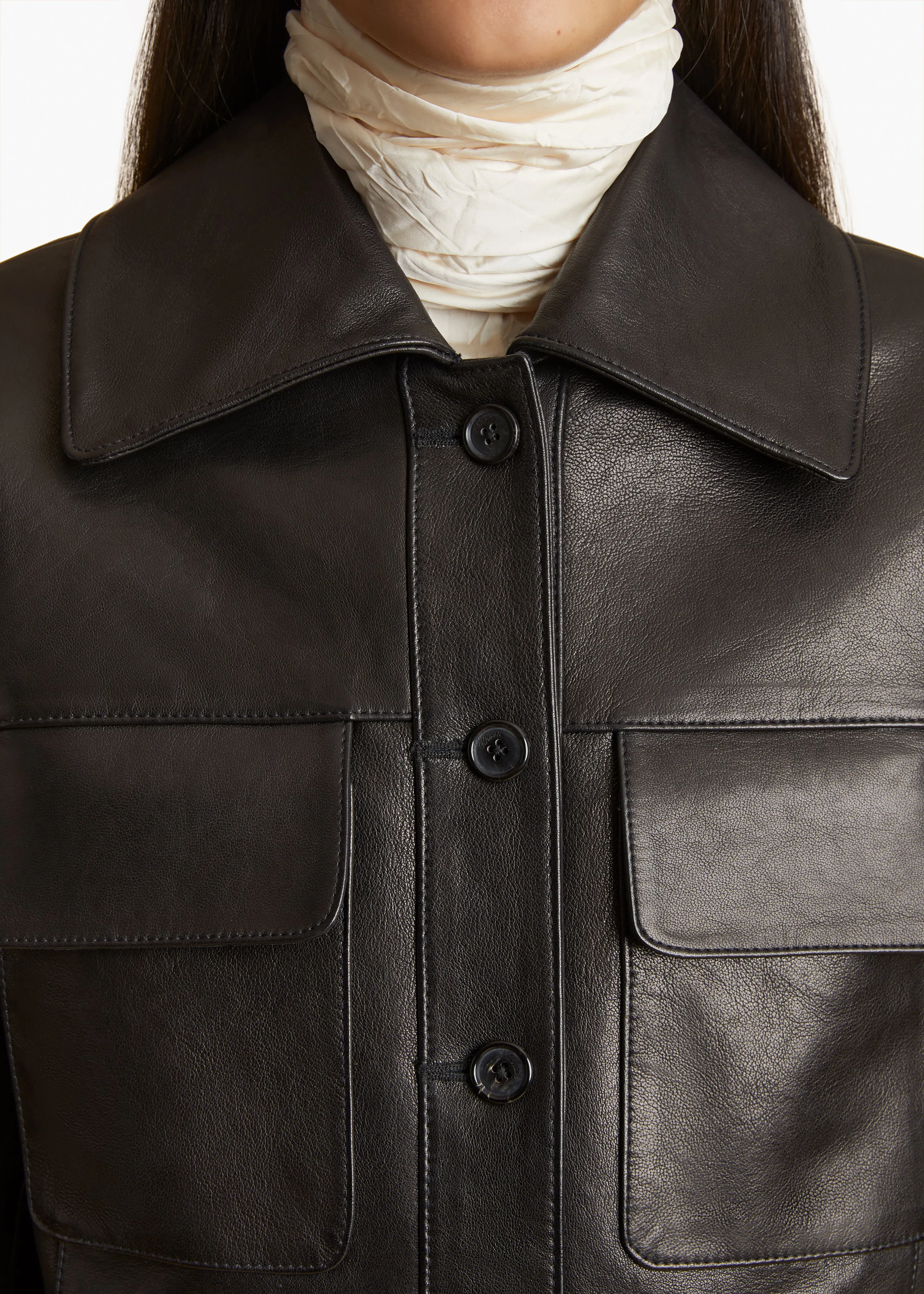 Iana Jacket in Black Leather sold by KHAITE product image thumbnail 5