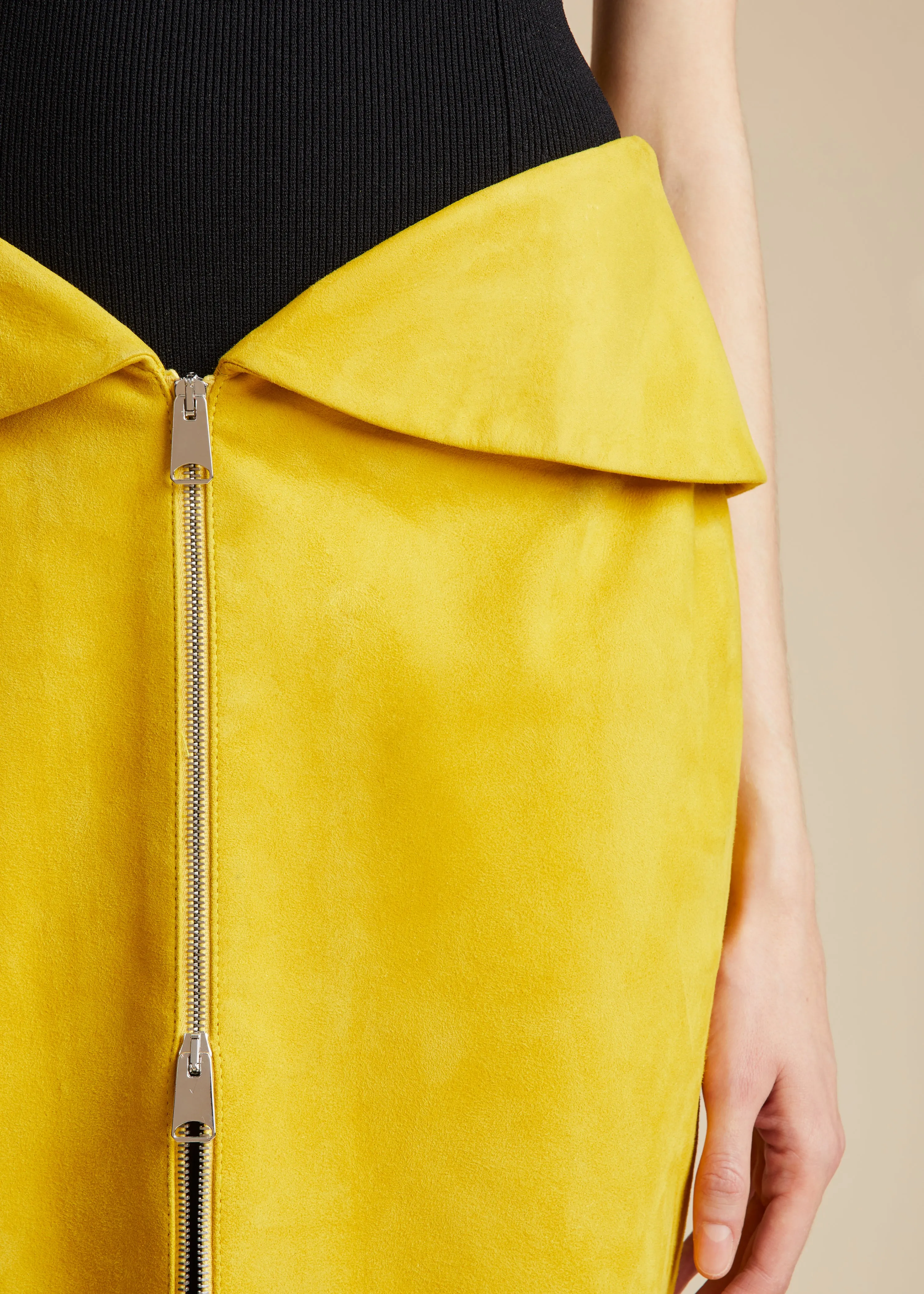 The Pepita Skirt in Lemon Suede sold by KHAITE product image thumbnail 5