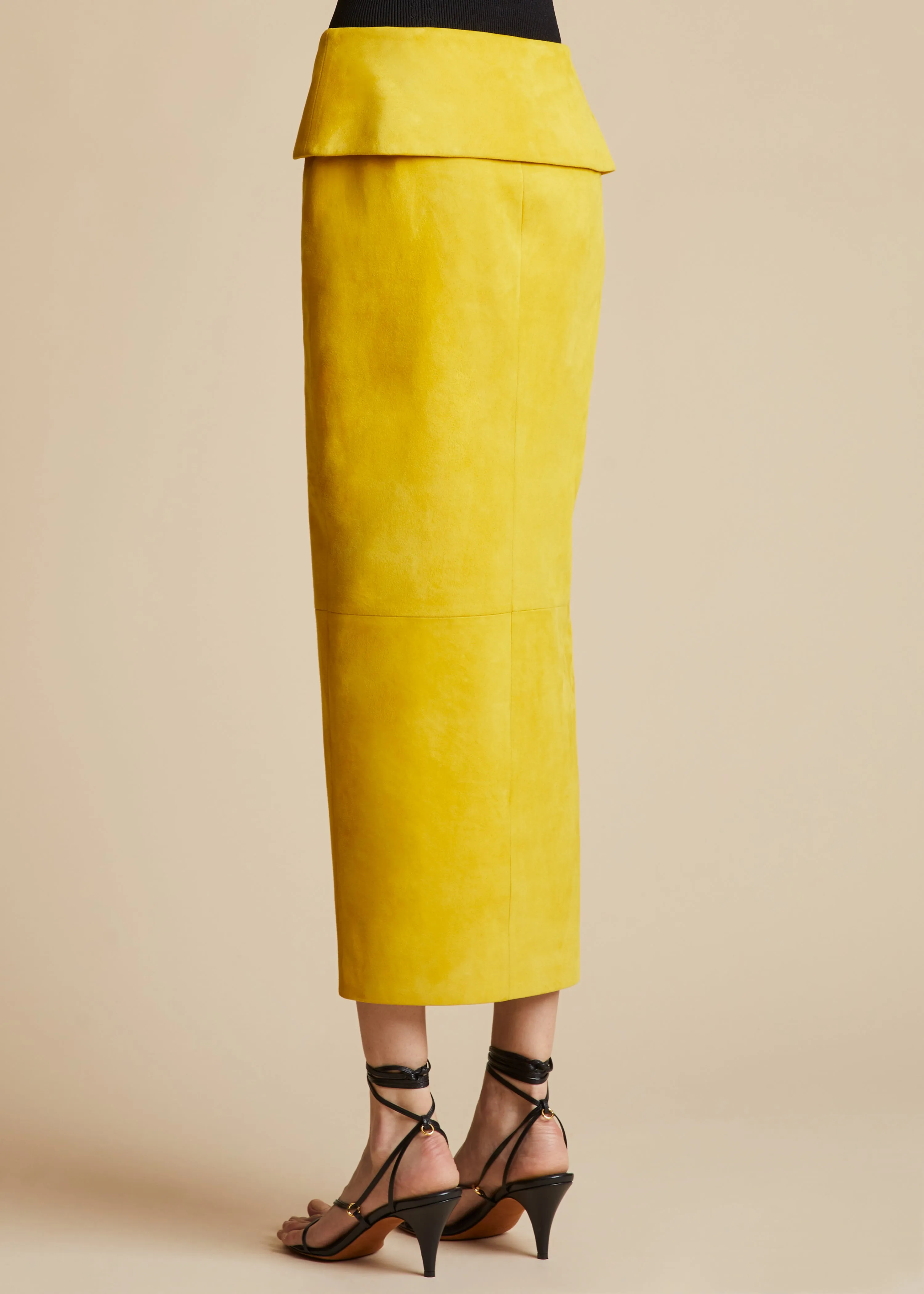 The Pepita Skirt in Lemon Suede sold by KHAITE product image thumbnail 3