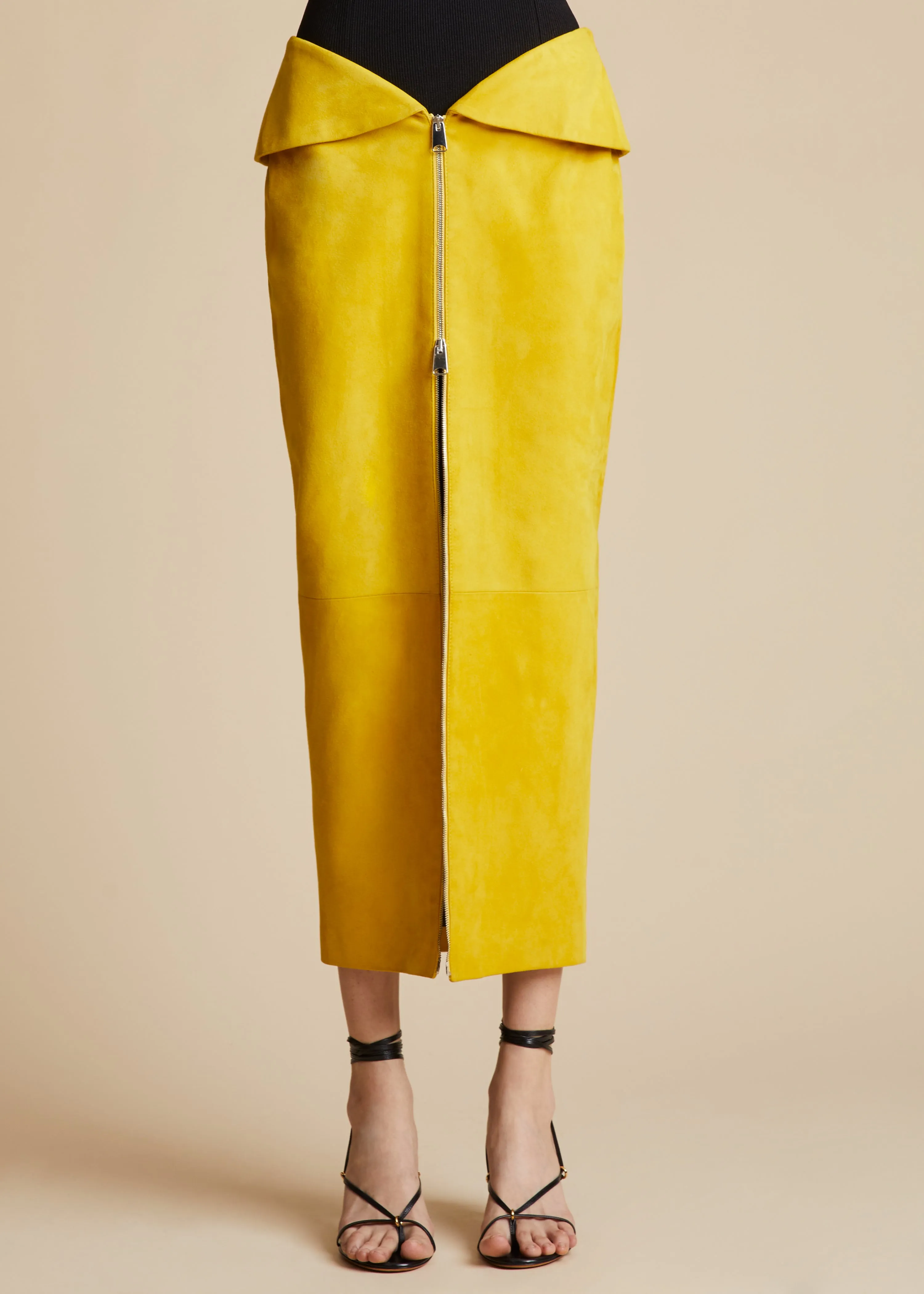 The Pepita Skirt in Lemon Suede sold by KHAITE product image thumbnail 2