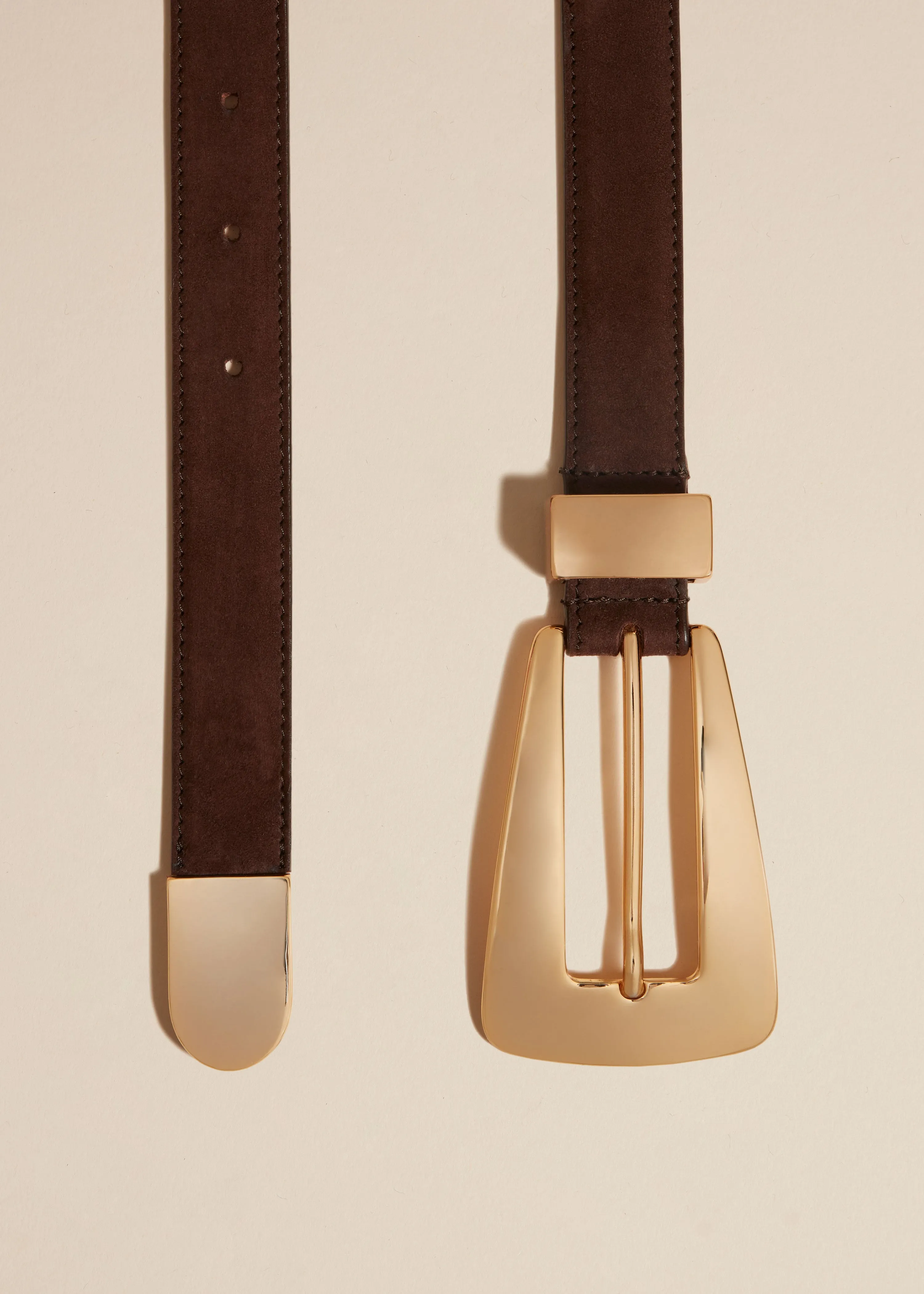 Lucca Belt in Coffee Suede with Gold sold by KHAITE product image thumbnail 2