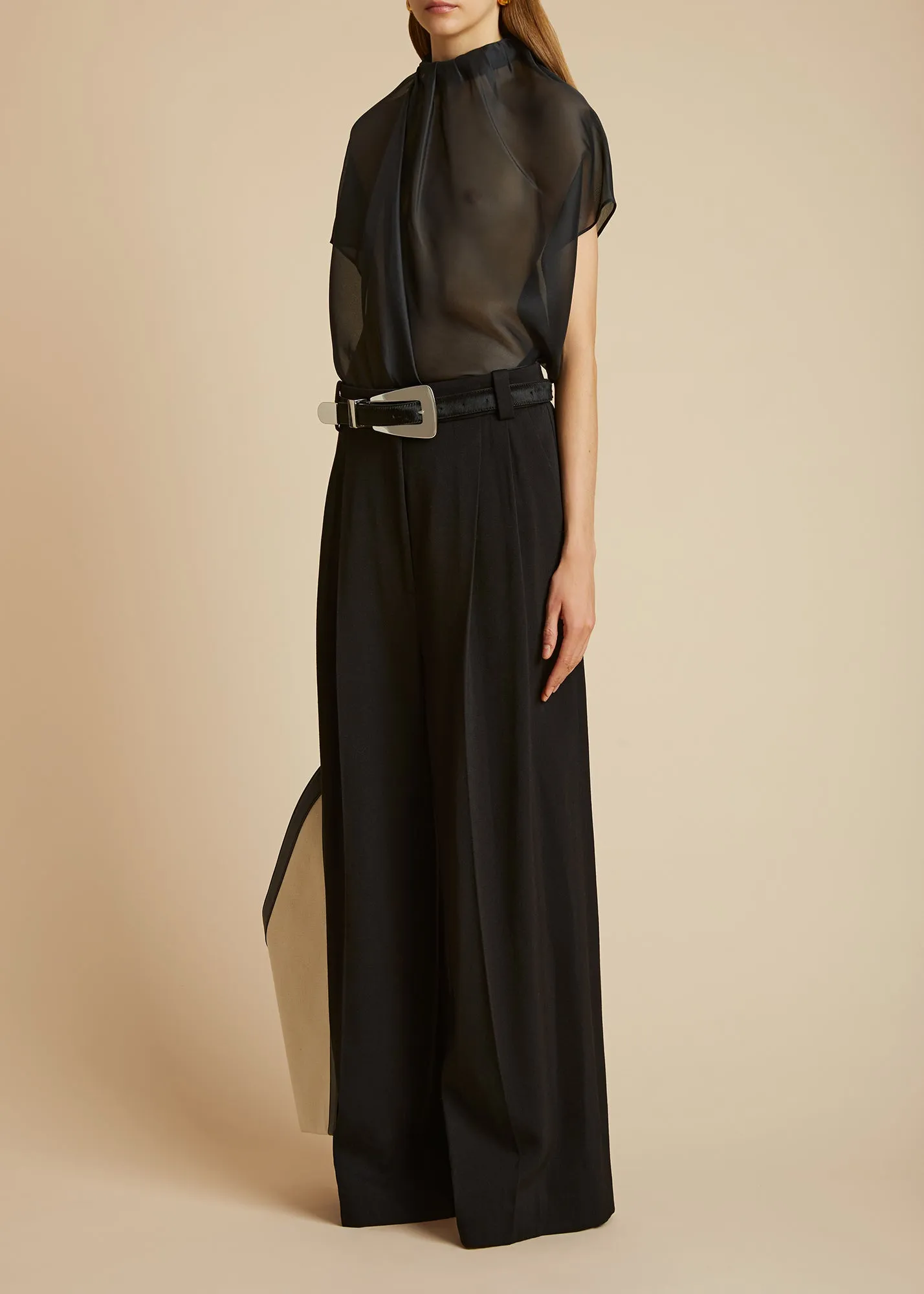 The Simone Pant in Black Wool sold by KHAITE