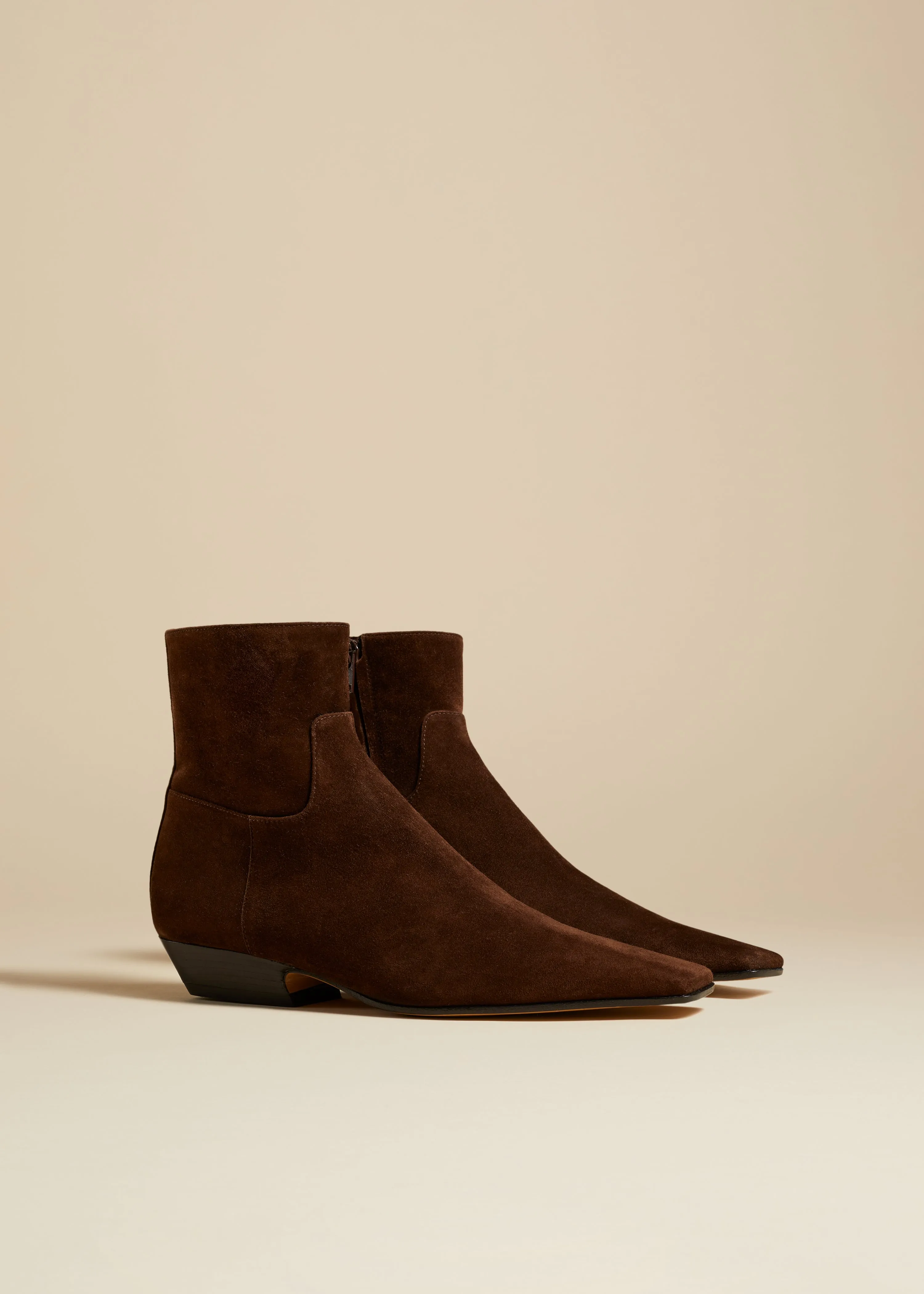 Marfa Ankle Boot in Coffee Suede sold by KHAITE product image thumbnail 2