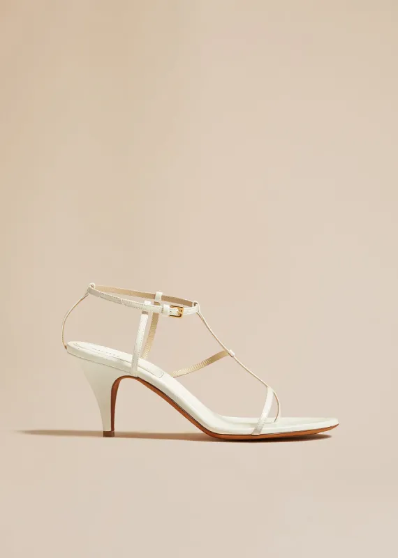Jones Heel Sandal in White Crinkled Leather sold by KHAITE