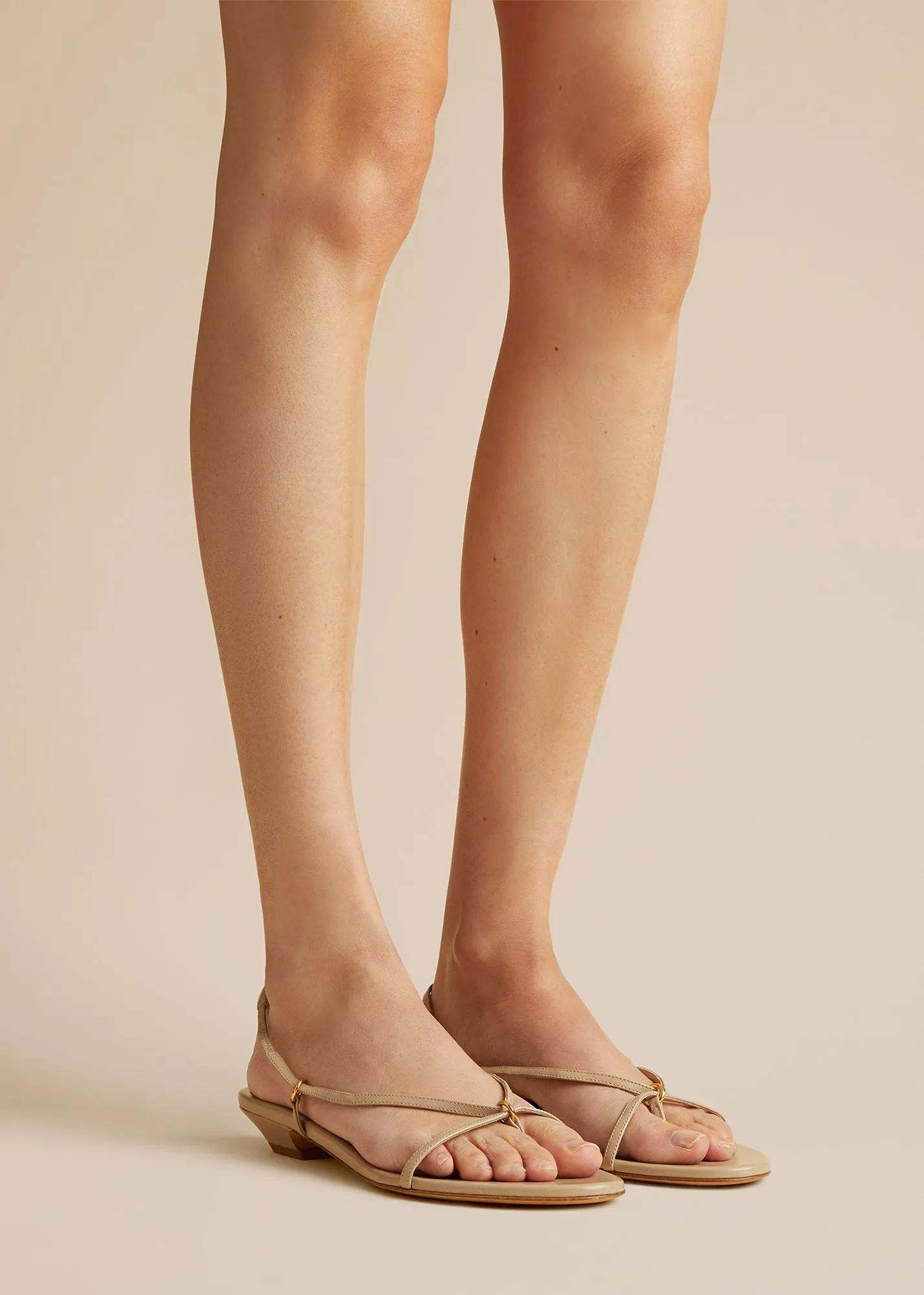 Marion Strappy Flat Sandal in Beige Leather sold by KHAITE product image thumbnail 5