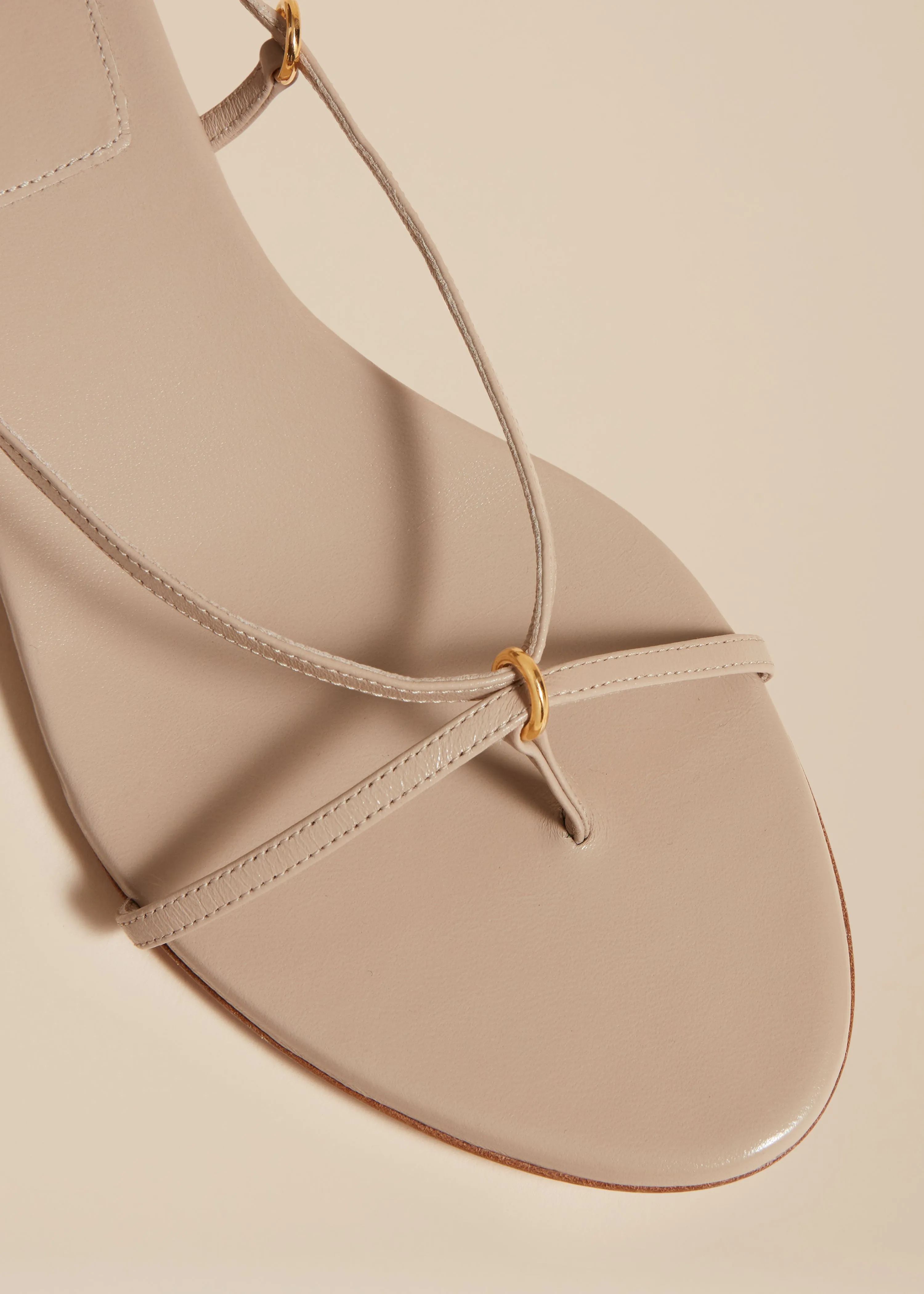 Marion Strappy Flat Sandal in Beige Leather sold by KHAITE product image thumbnail 3