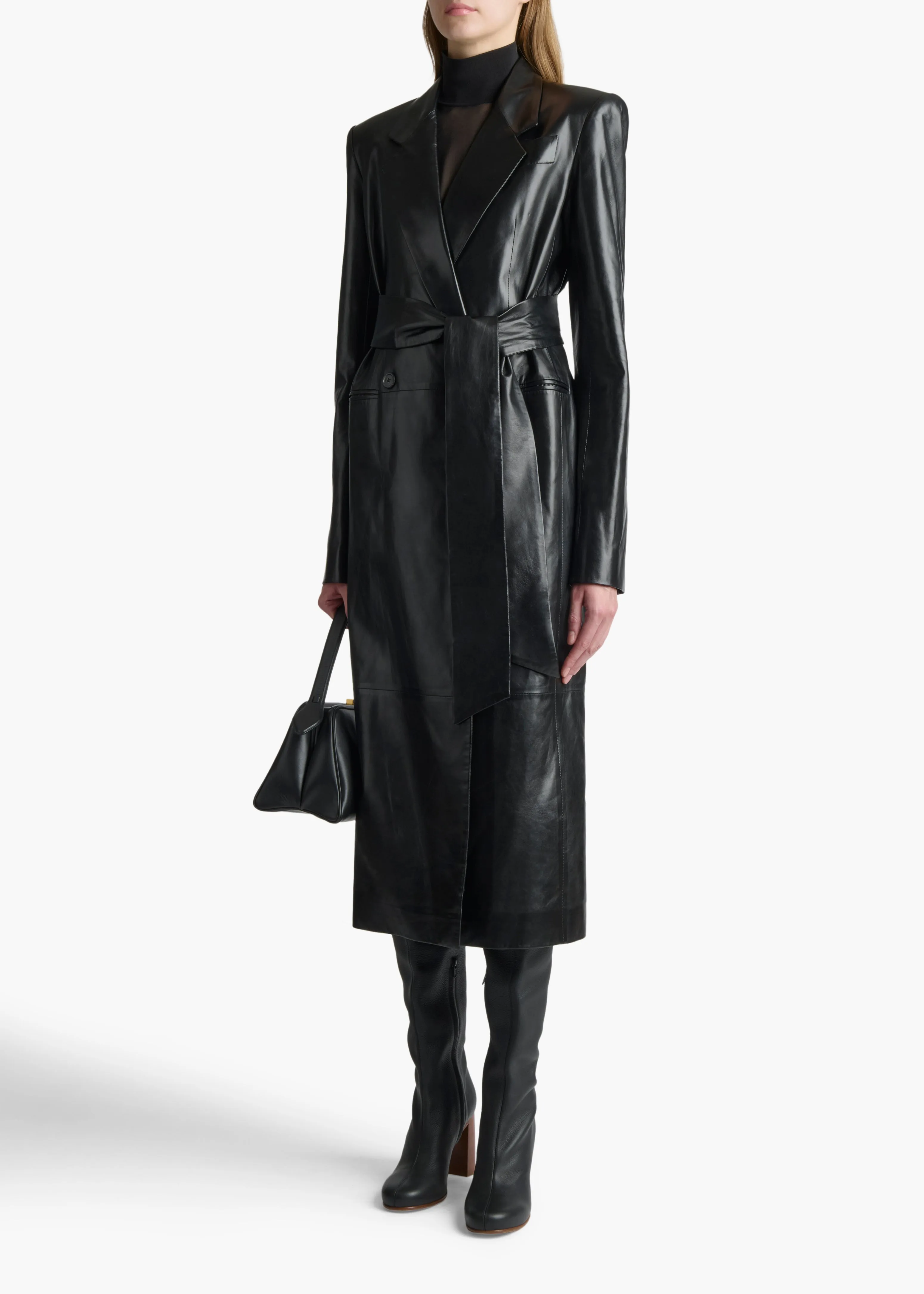 Lolo Coat in Black Leather sold by KHAITE product image thumbnail 2