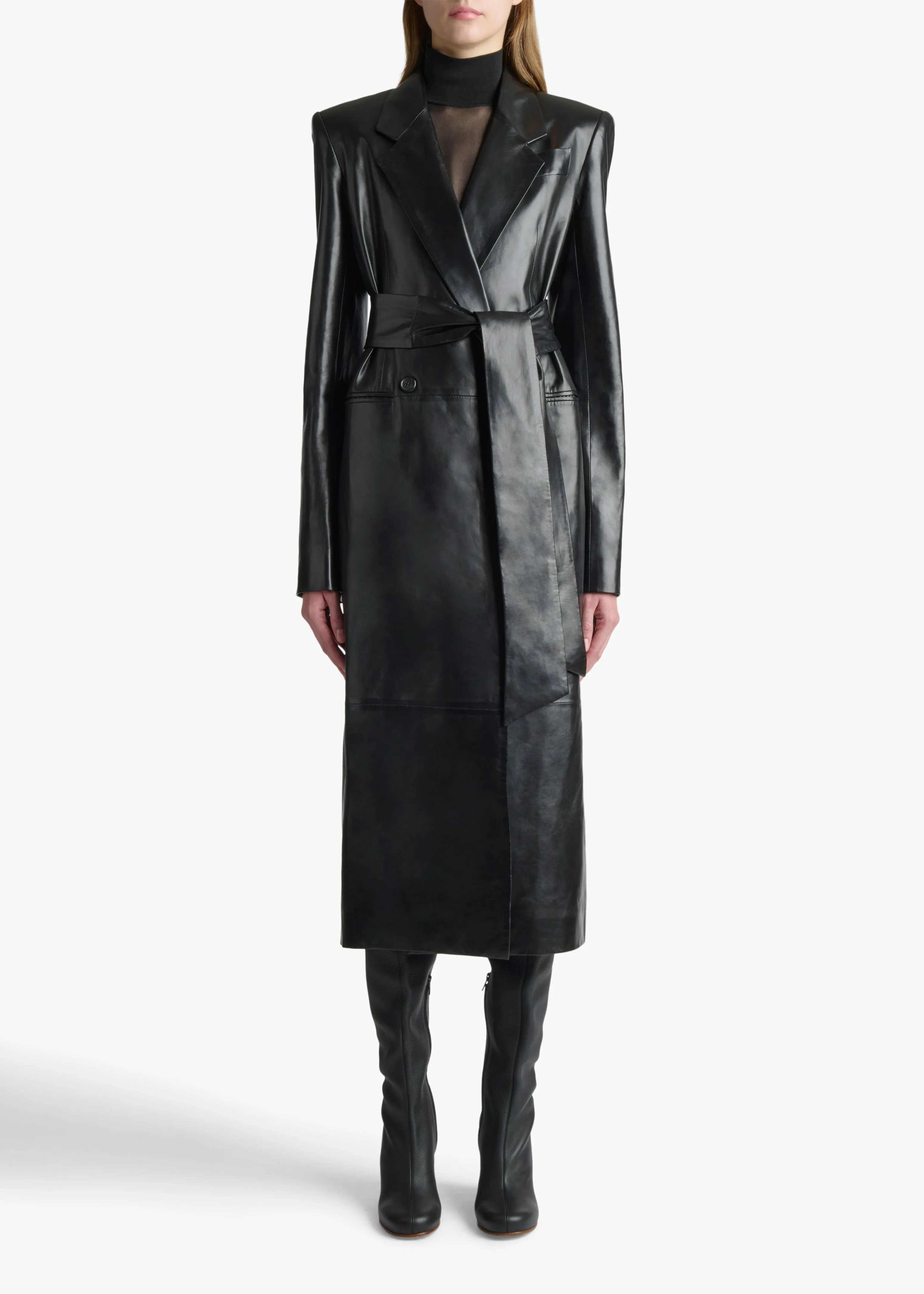 Lolo Coat in Black Leather sold by KHAITE product image thumbnail 3