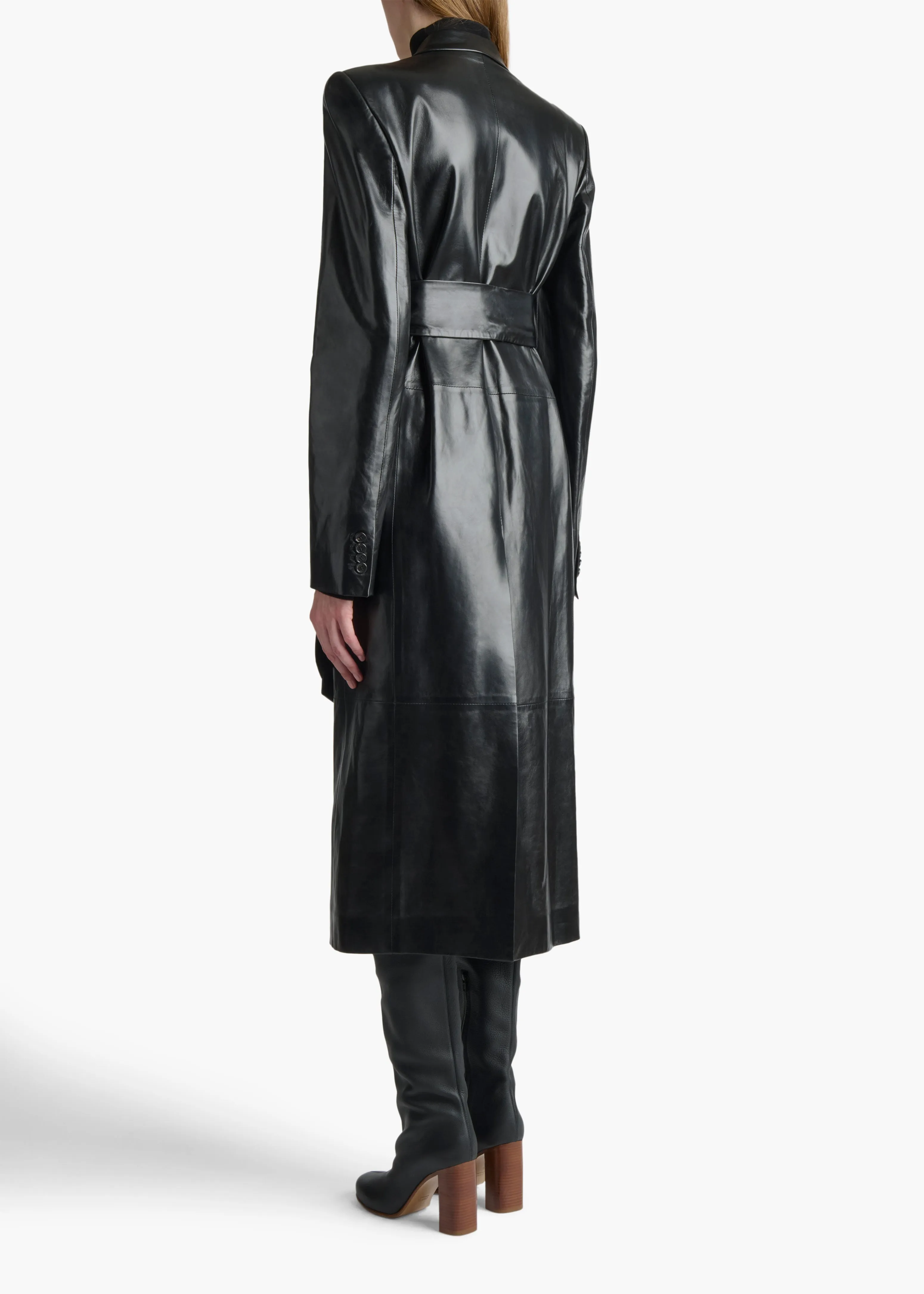 Lolo Coat in Black Leather sold by KHAITE product image thumbnail 4