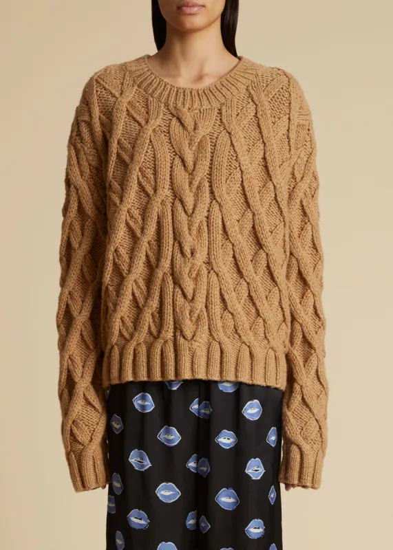 The Mae Sweater in Camel sold by KHAITE