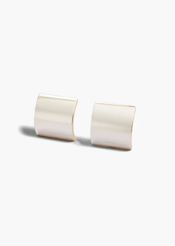 Small Julius Smooth Panel Earrings in Silver sold by KHAITE