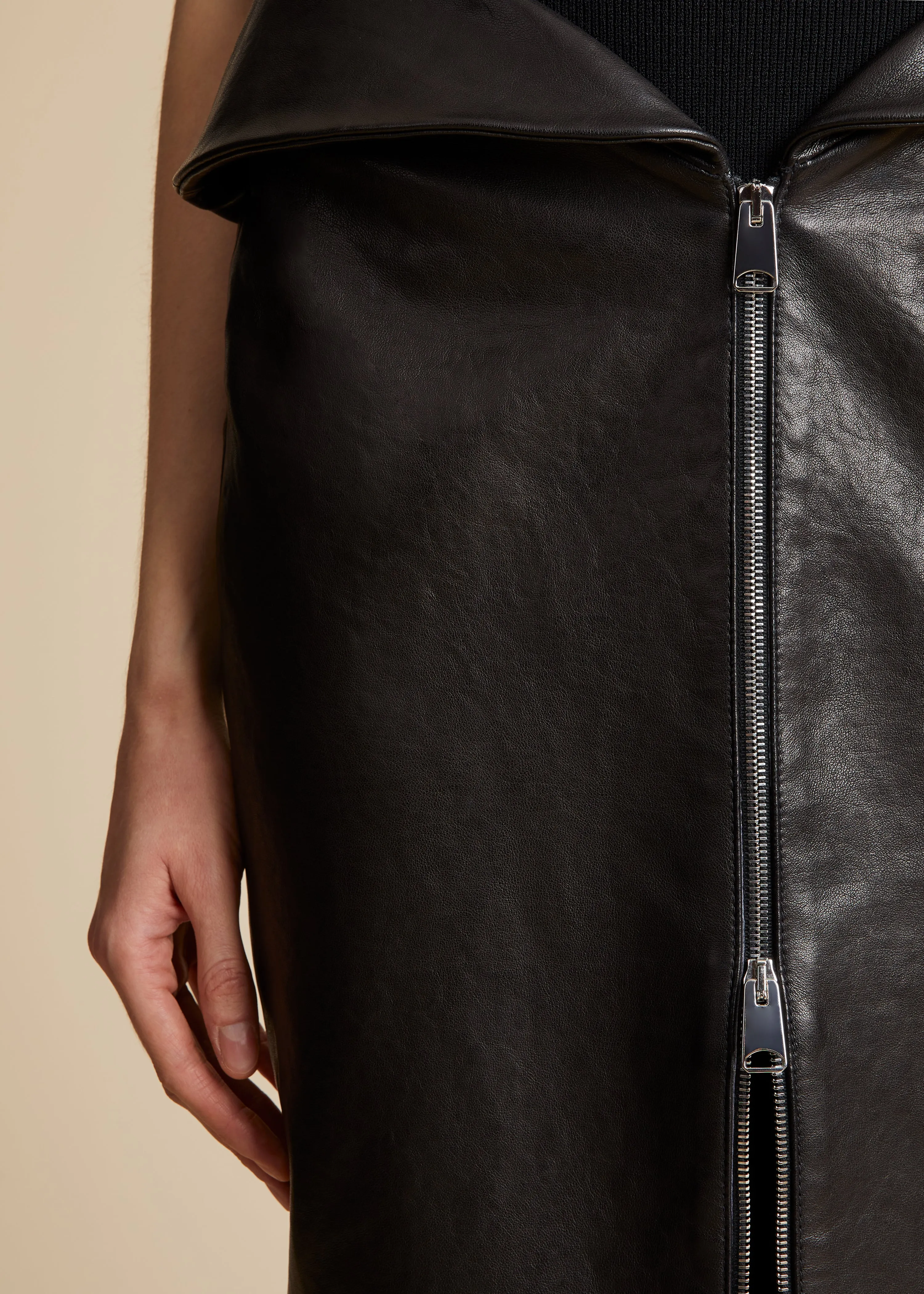 The Pepita Skirt in Black Leather sold by KHAITE product image thumbnail 4