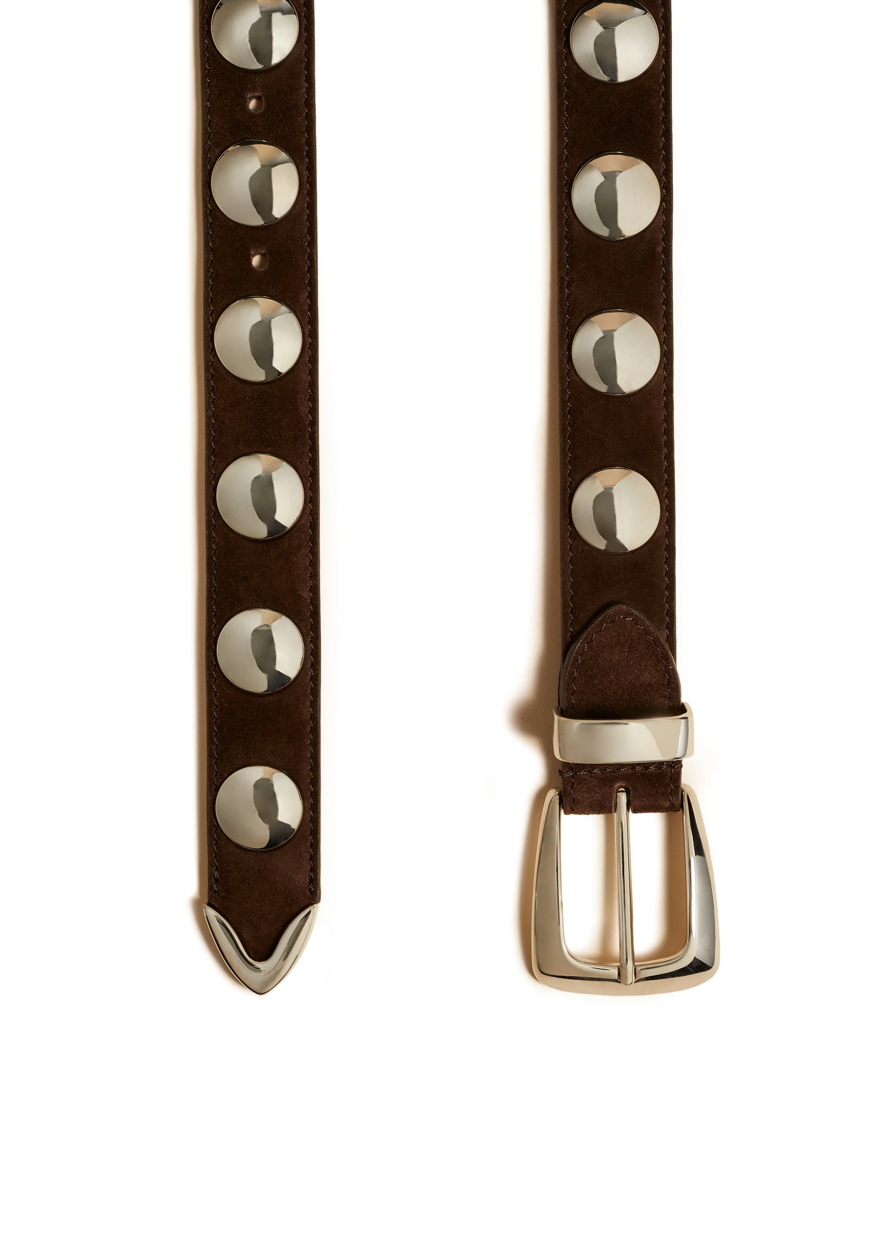 Benny Belt with Studs in Coffee Suede and Silver sold by KHAITE product image thumbnail 2