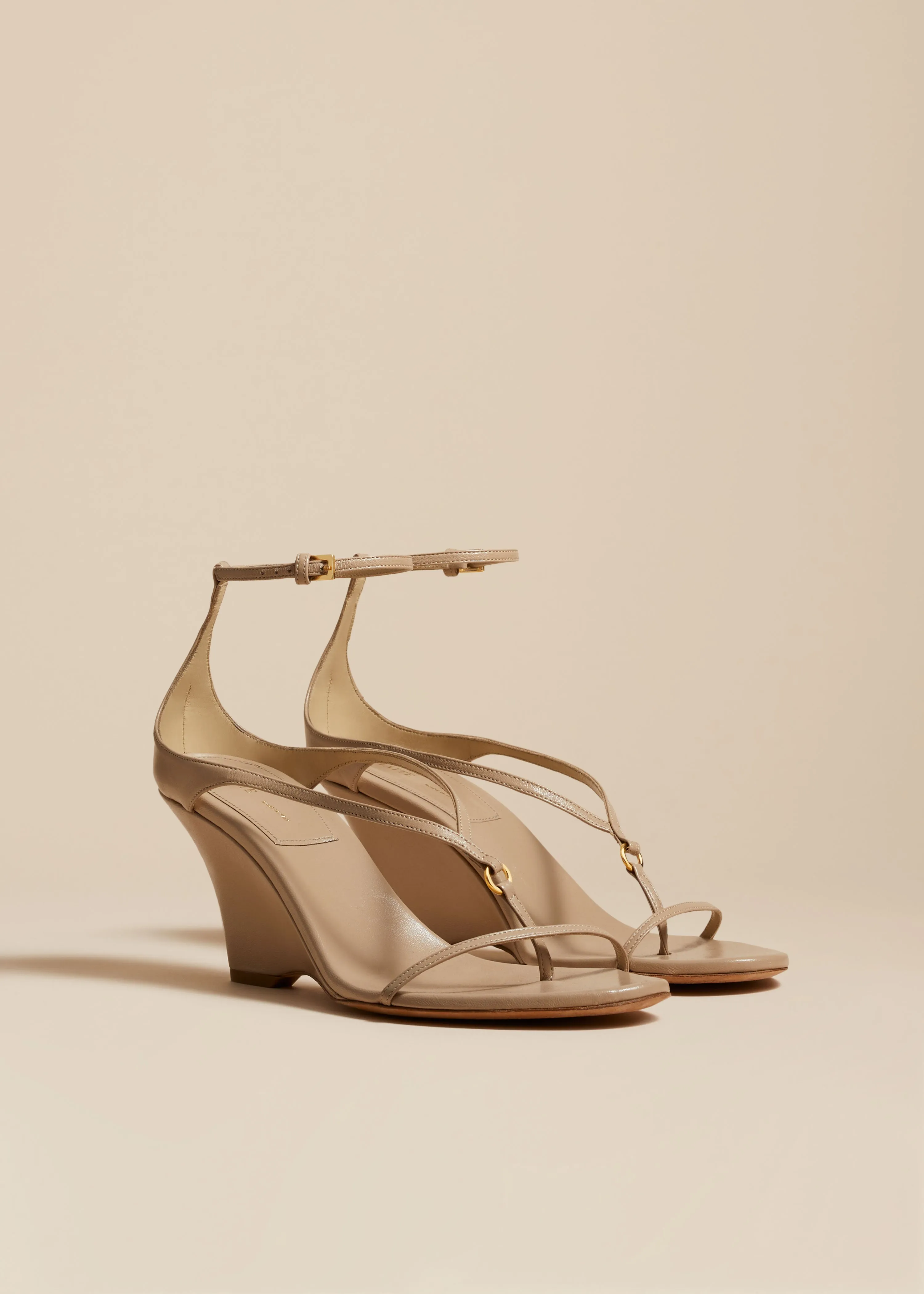 Marion Strappy Wedge Sandal in Beige Leather sold by KHAITE product image thumbnail 2