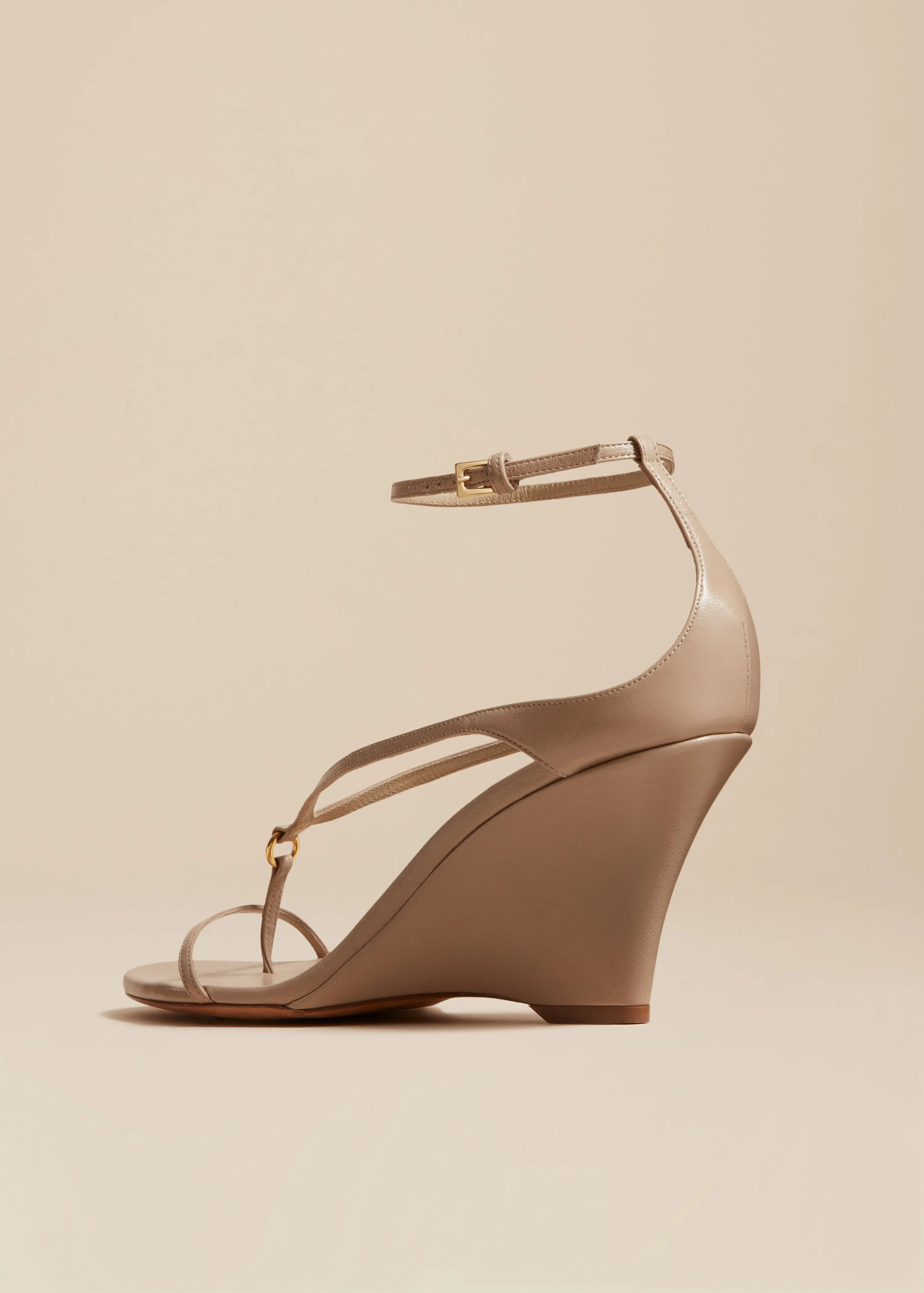 Marion Strappy Wedge Sandal in Beige Leather sold by KHAITE product image thumbnail 4
