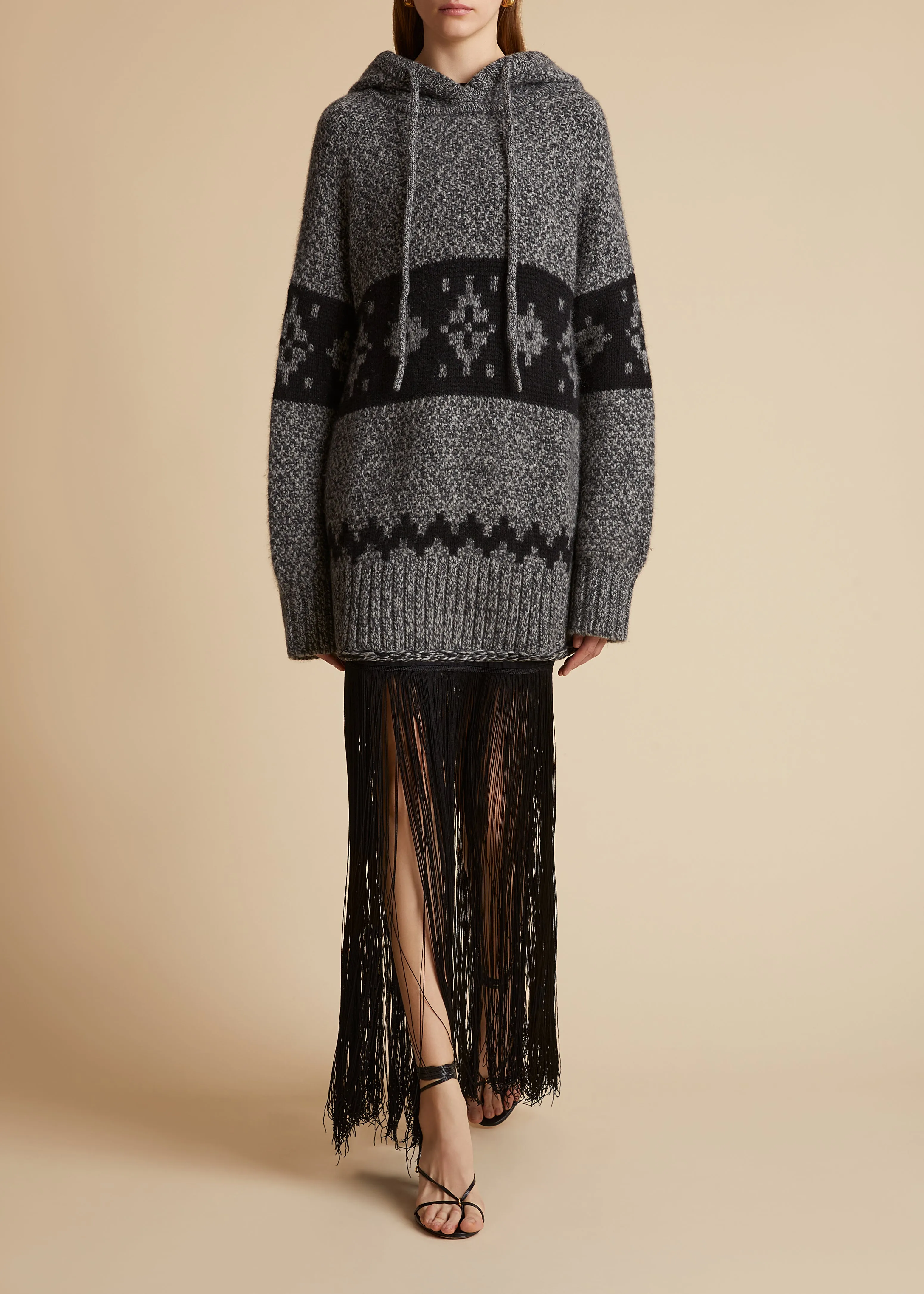 The Dobbi Hoodie in Charcoal sold by KHAITE