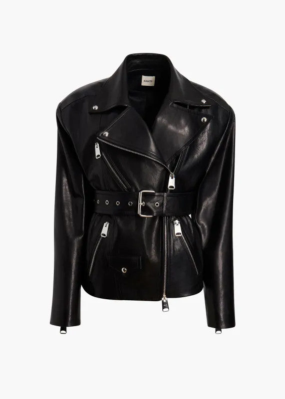 Fabbie Jacket in Black Leather sold by KHAITE