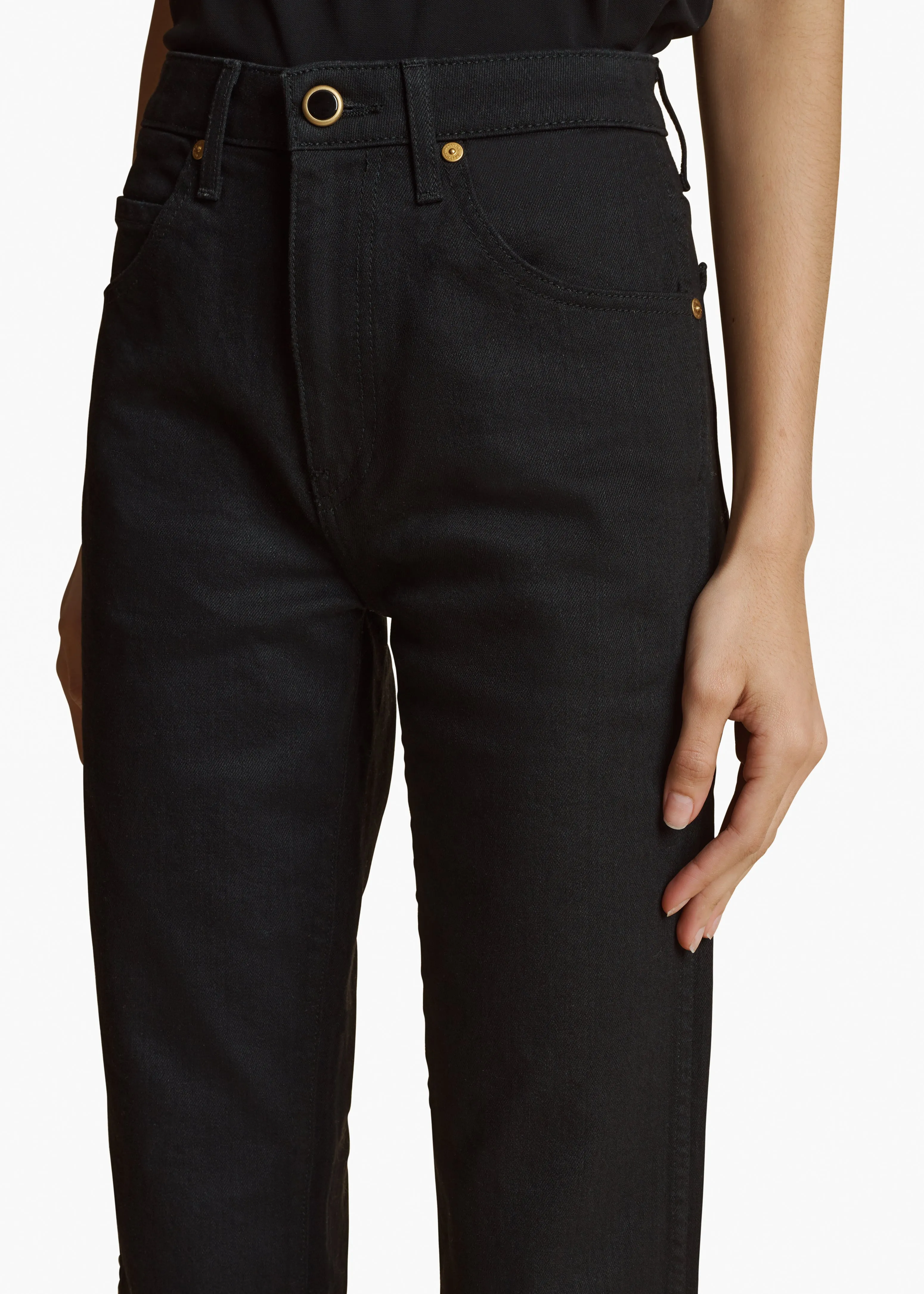 Vivian Stretch Jean in Black Rinse sold by KHAITE product image thumbnail 5