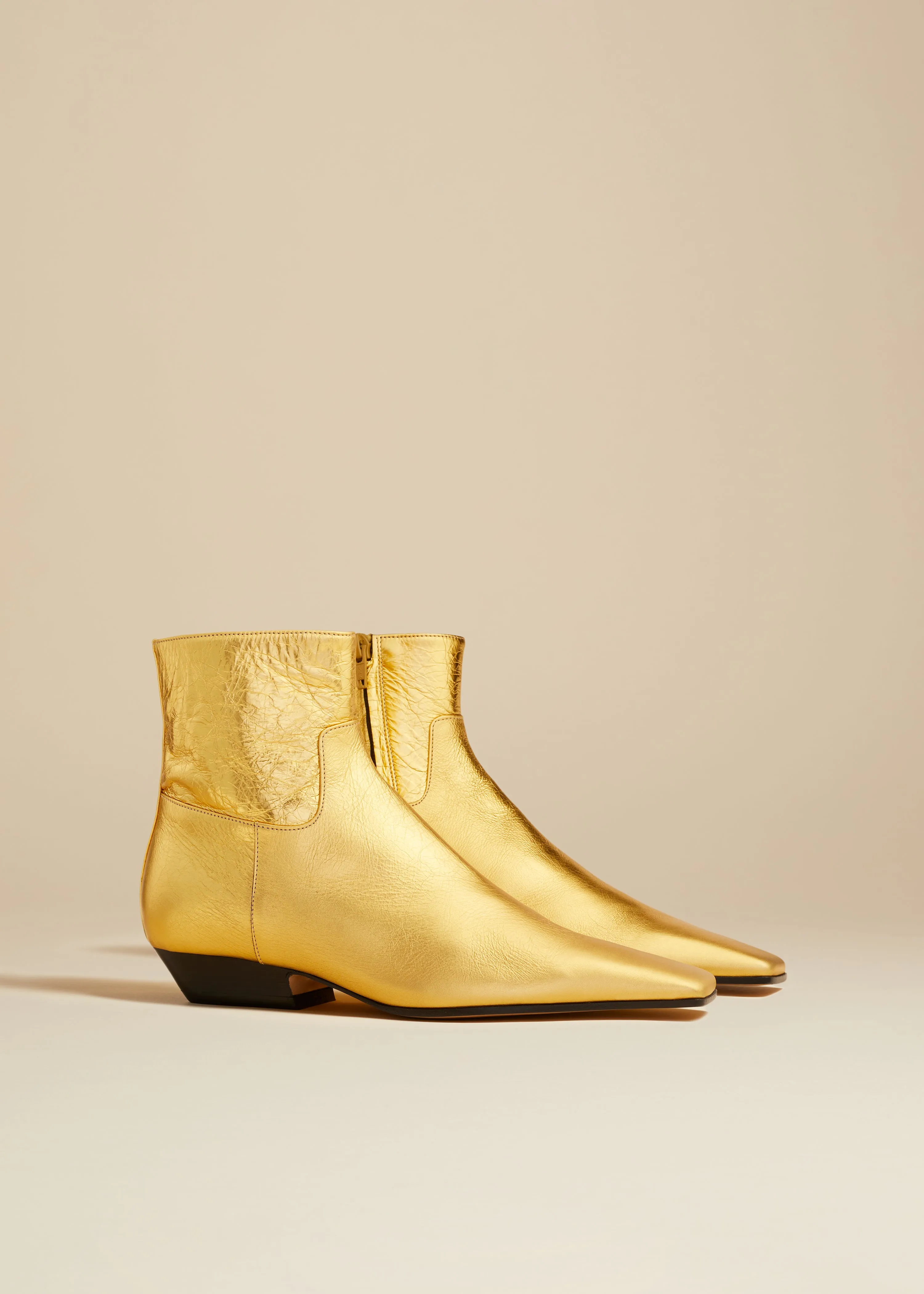 The Marfa Ankle Boot in Gold Metallic Leather sold by KHAITE product image thumbnail 2