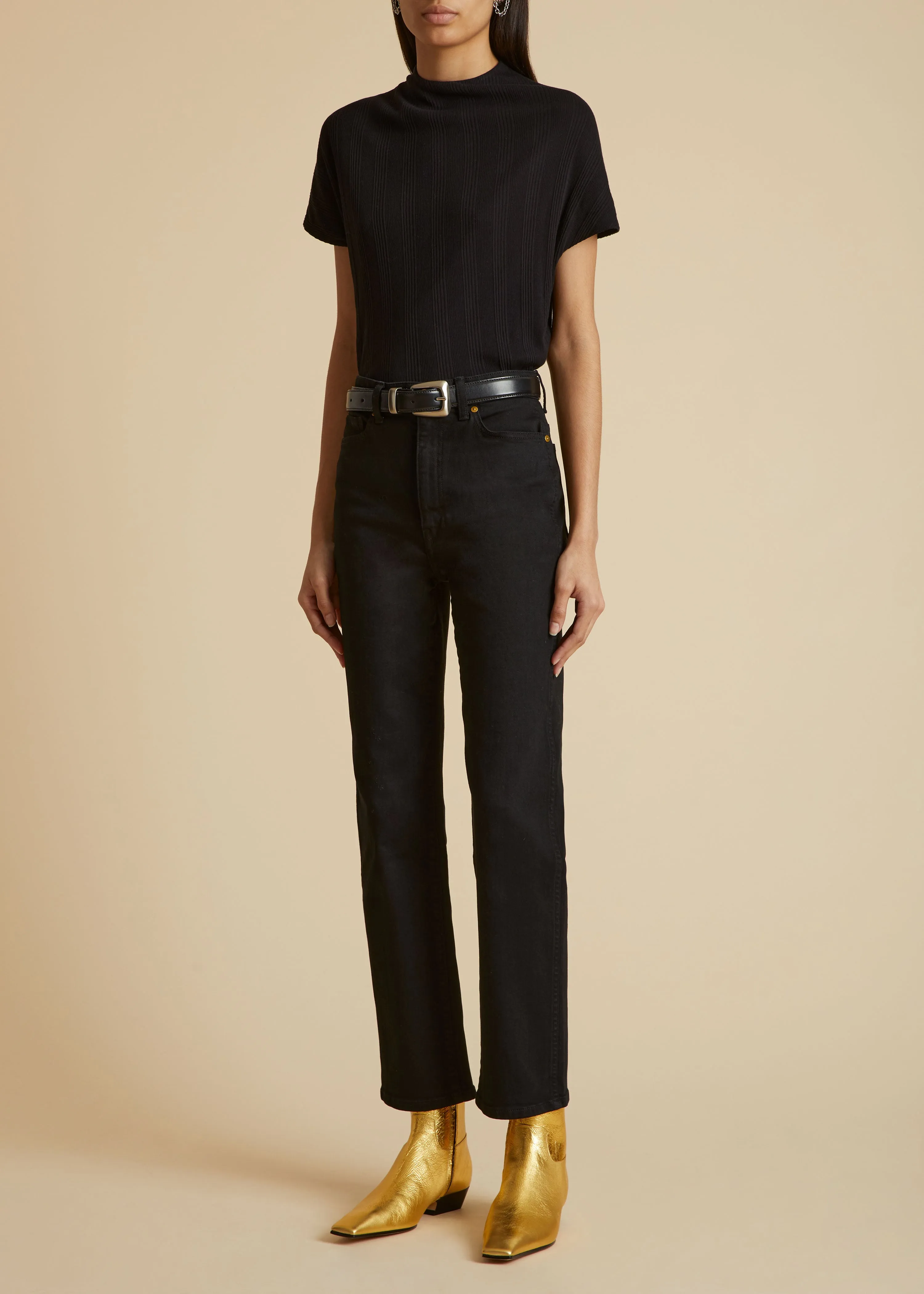 The Marfa Ankle Boot in Gold Metallic Leather sold by KHAITE product image thumbnail 5