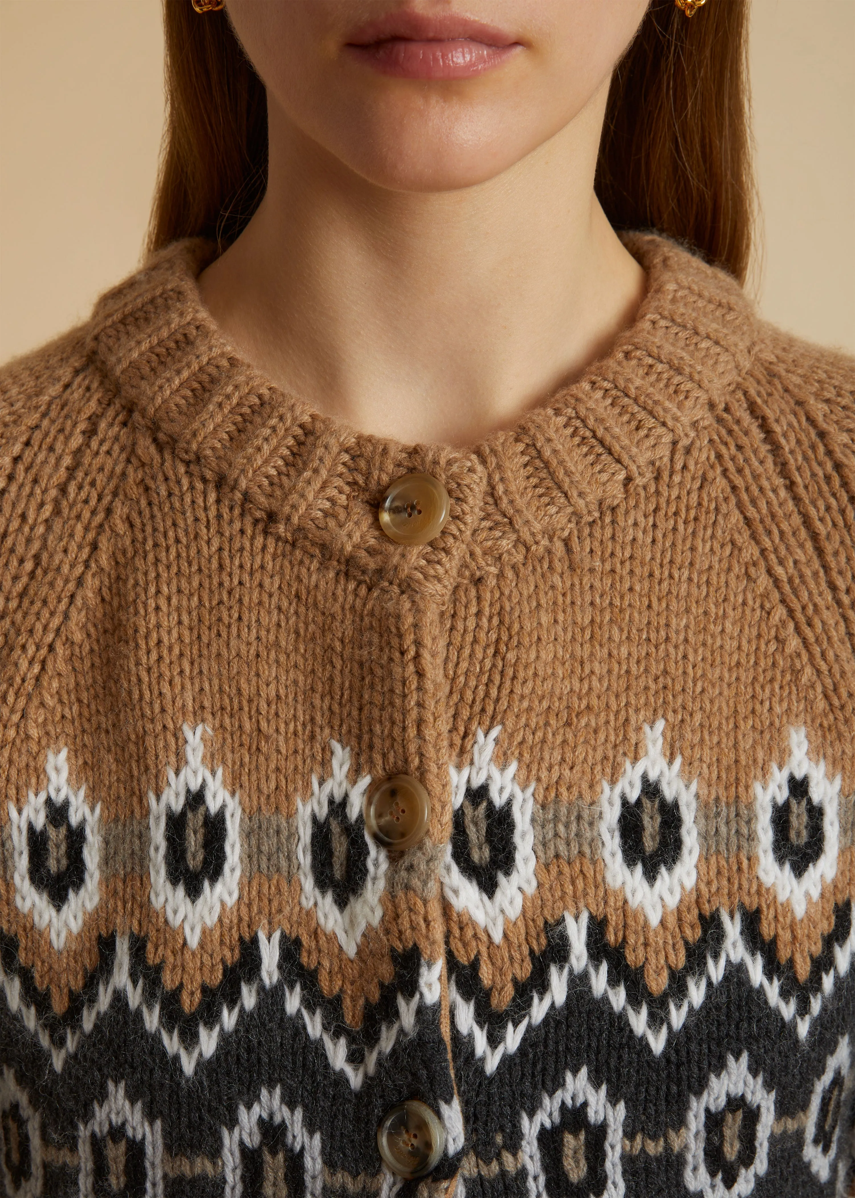 The Suzette Cardigan in Camel Multi sold by KHAITE product image thumbnail 5