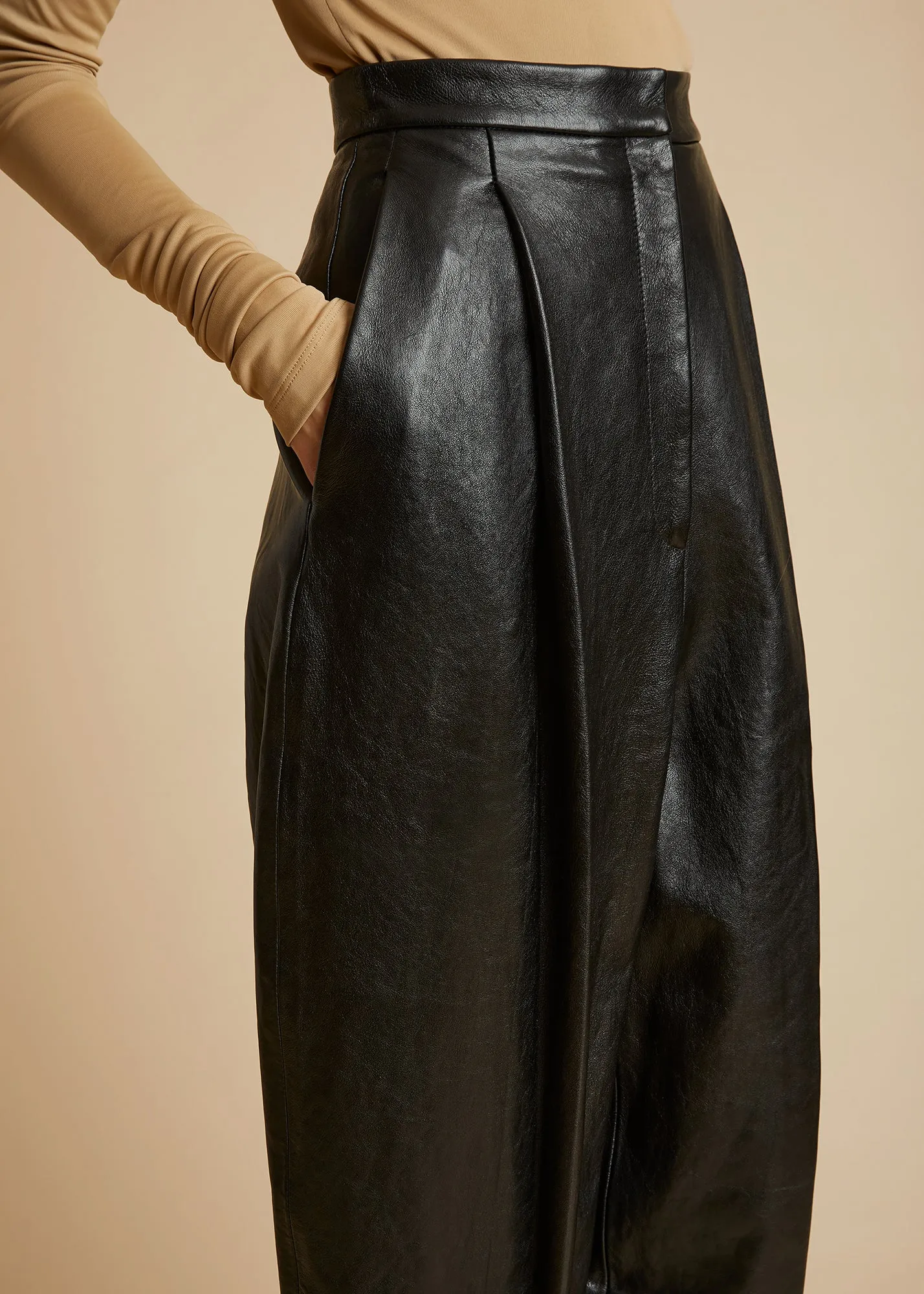 The Ashford Pant in Black Leather sold by KHAITE product image thumbnail 4