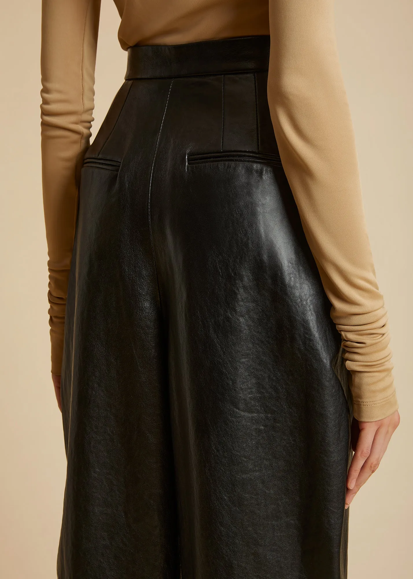 The Ashford Pant in Black Leather sold by KHAITE product image thumbnail 5